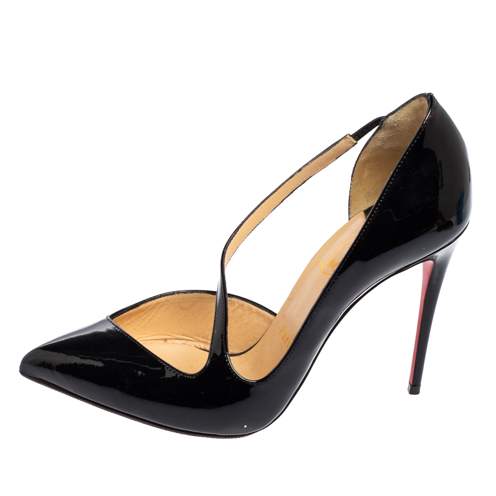 

Christian Louboutin Black Patent Leather Jumping Cross Strap Pumps Size