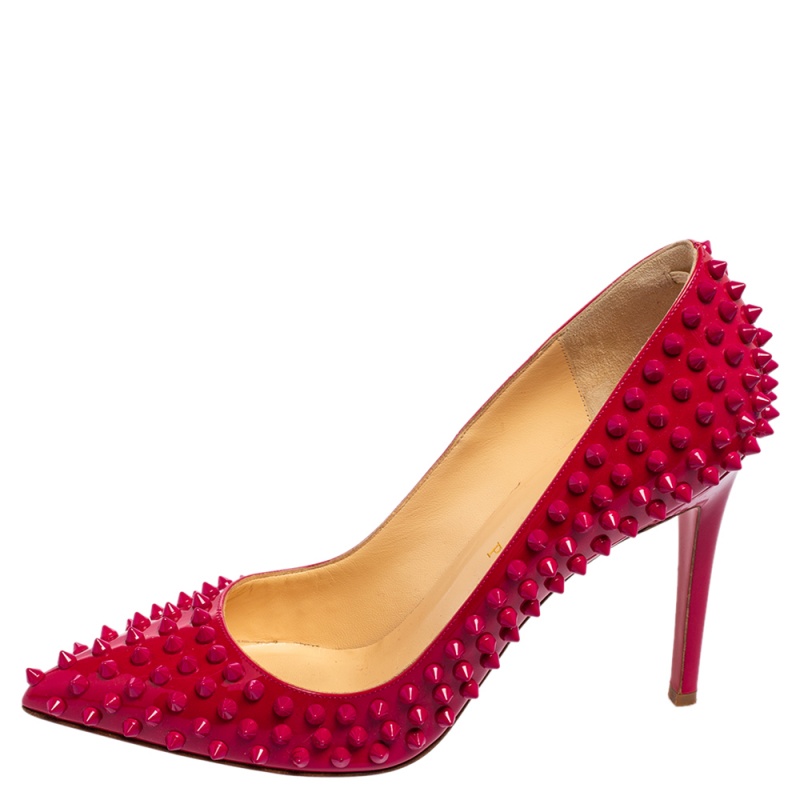 

Christian Louboutin Fuchsia Patent Leather Spikes Pumps Size, Pink