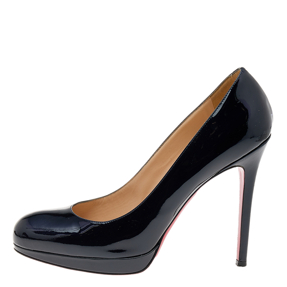 

Christian Louboutin Navy Blue Patent Leather New Simple Pumps Size