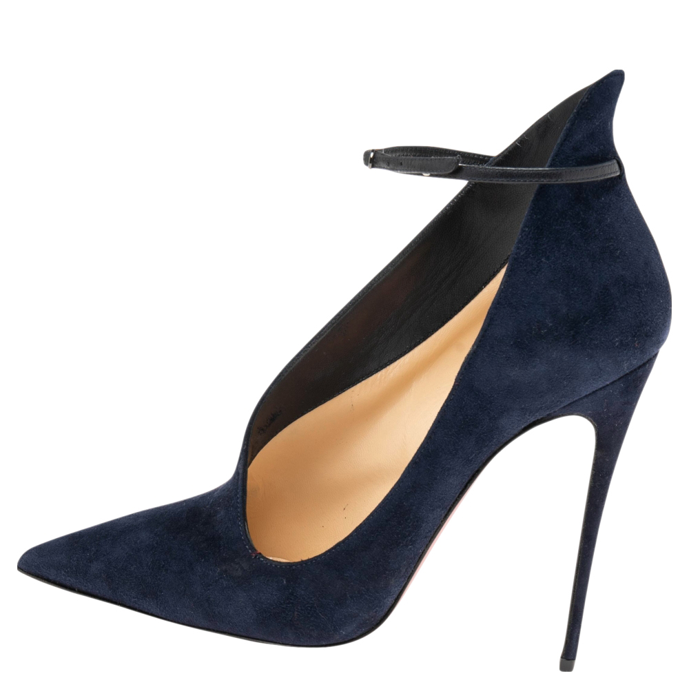 

Christian Louboutin Navy Blue Suede Vampydolly Ankle Booties Size