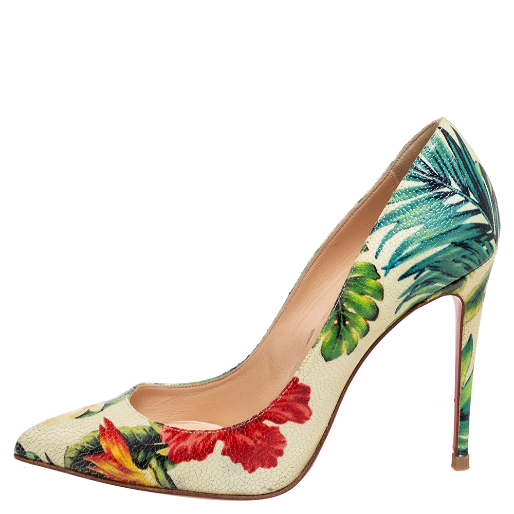 

Christian Louboutin Multicolor Hawaii Floral Print Leather Pigalle Follies Pumps Size