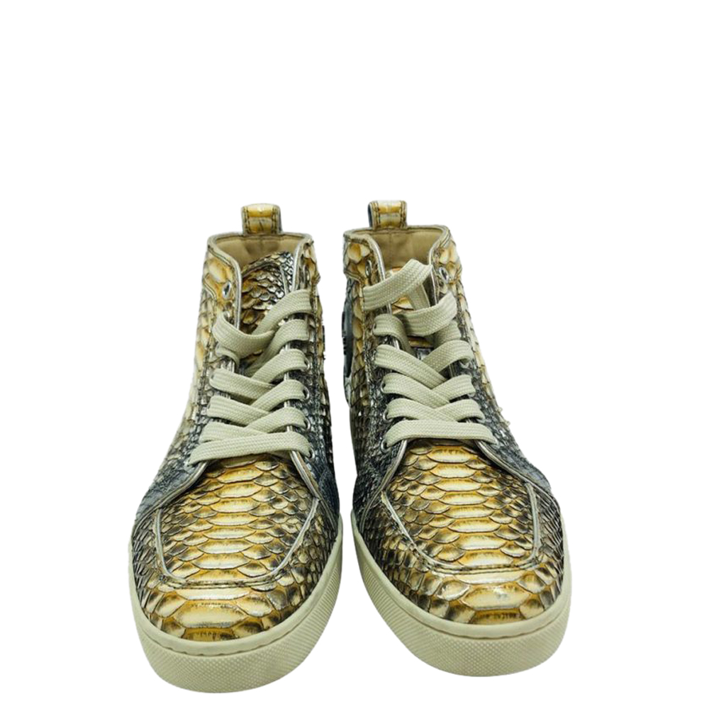 

Christian Louboutin Gold/Silver Louis Python High Tops Sneakers EU