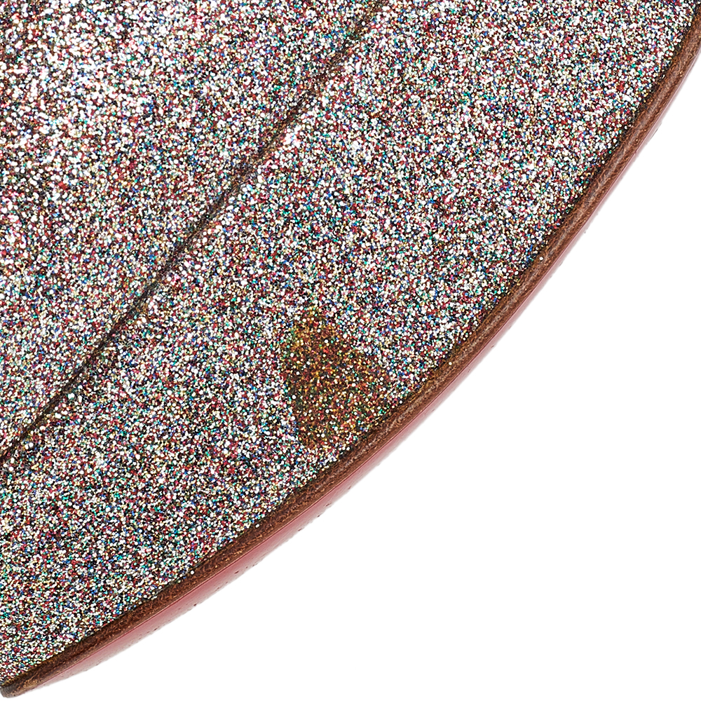 Christian Louboutin Metallic Multicolor Glitter Lady Peep Toe Platform Pumps Size 38.5 