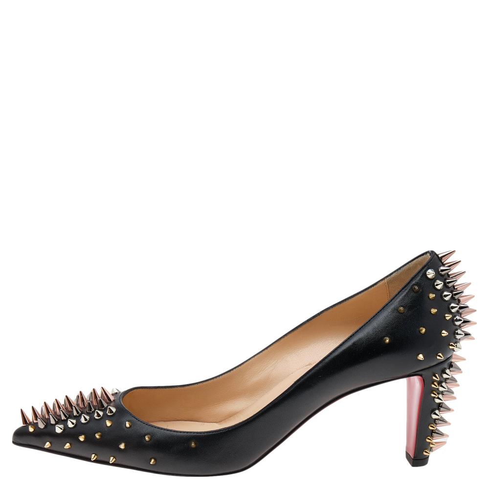 

Christian Louboutin Black Leather Spike Dinosa Pumps Size