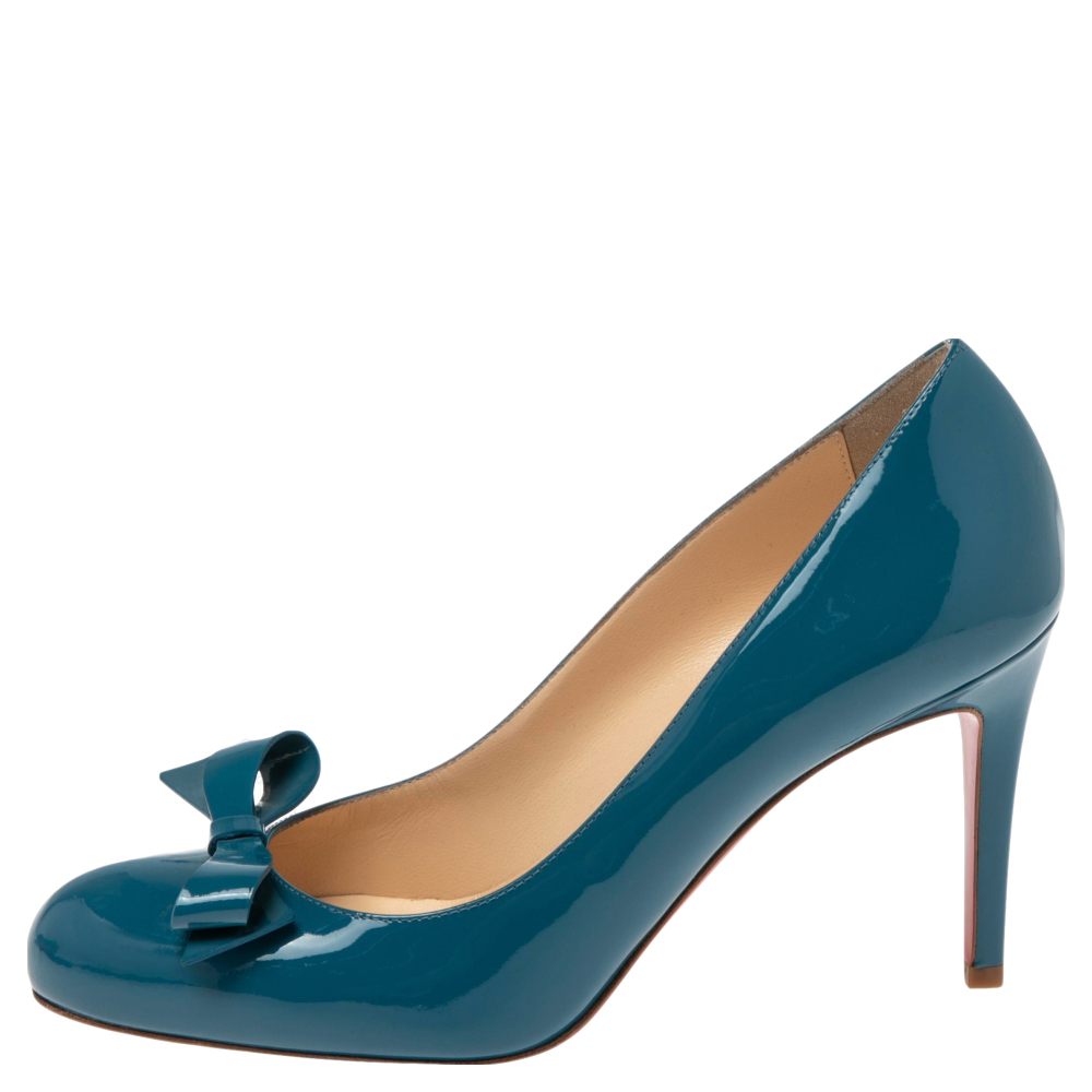 

Christian Louboutin Blue Patent Leather Bow Vinodo Pumps Size