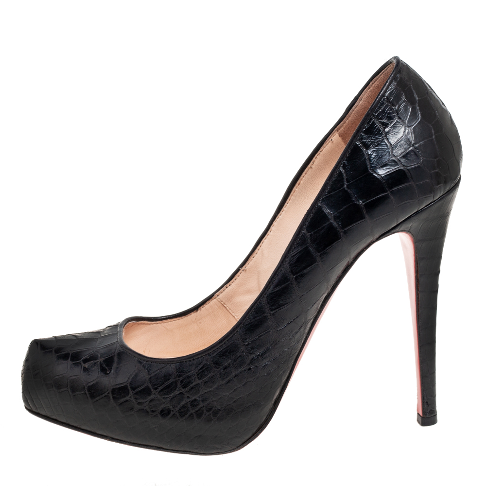 

Christian Louboutin Black Alligator Leather Rolando Pumps Size