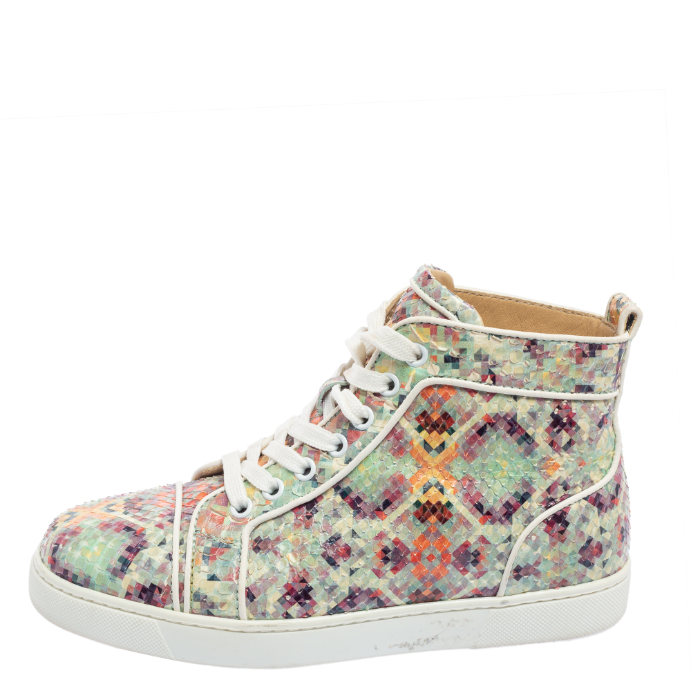 

Christian Louboutin Multicolor Python Leather Rantus Orlato High-Top Sneakers Size .5