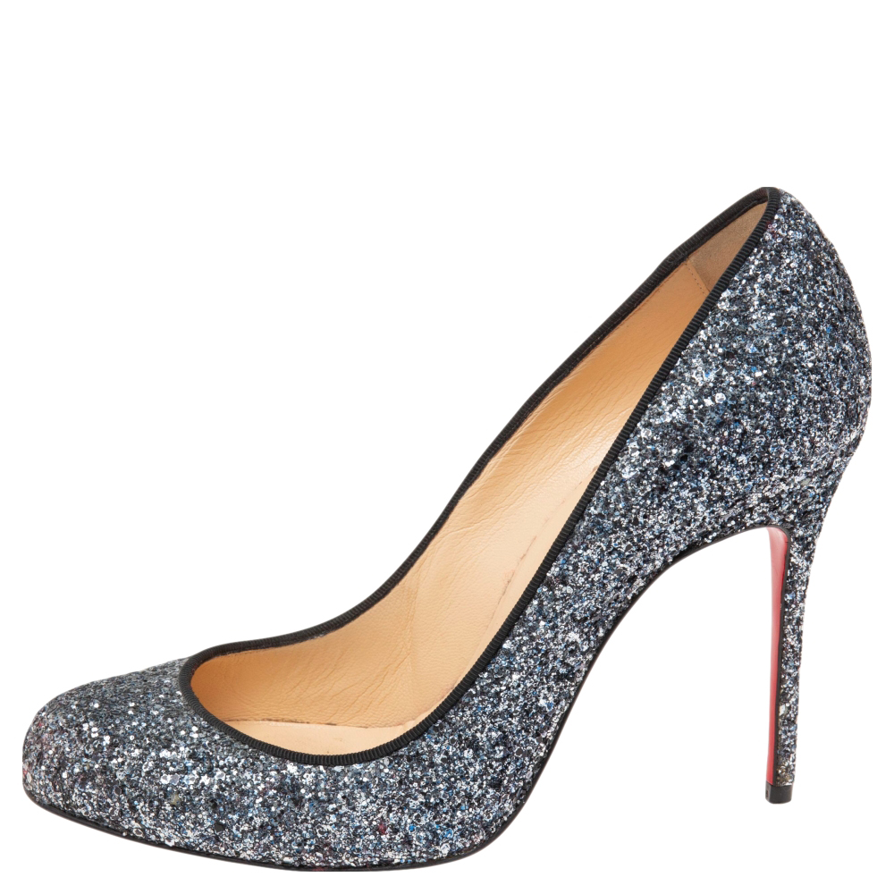 

Christian Louboutin Silver Glitter Fifi Pumps Size