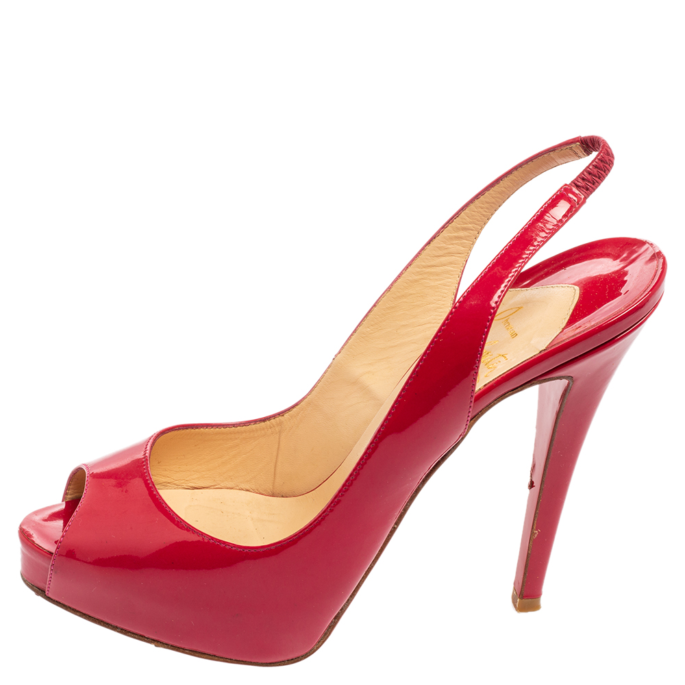 

Christian Louboutin Dark Pink Patent Leather No Prive Pumps Size