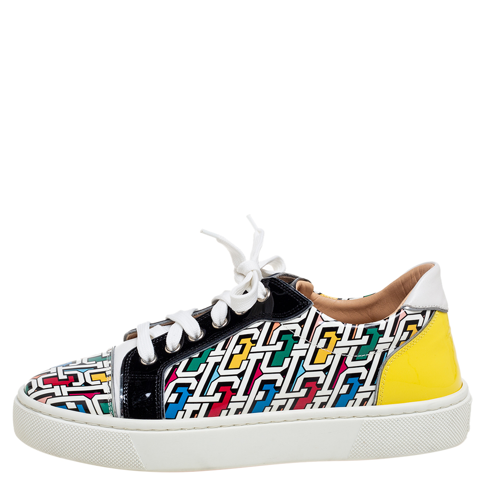 

Christian Louboutin Multicolor Patent And Leather Low Top Sneakers Size