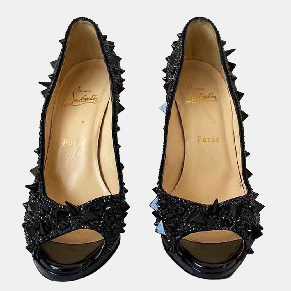 

Christian Louboutin Pot Pourri Fifi Strass Spike Crystal Heels Pumps, Black