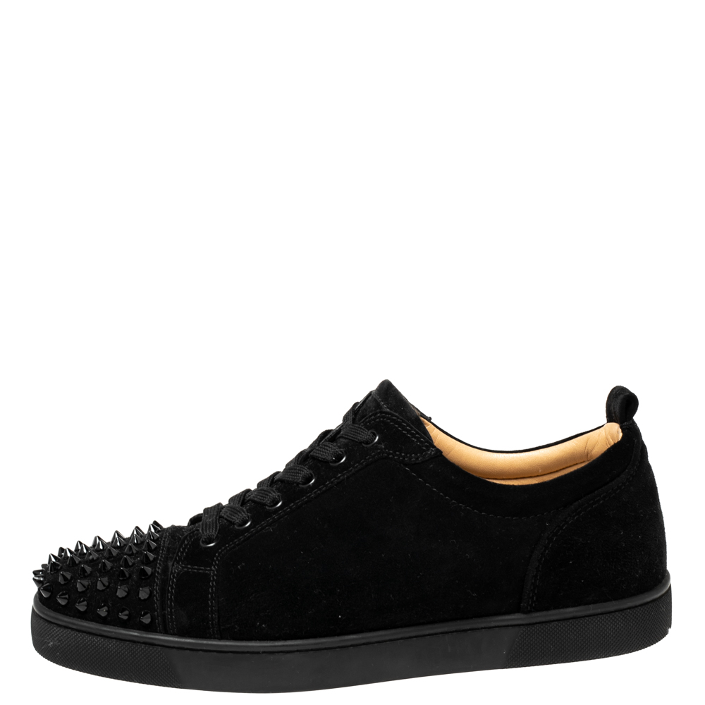 

Christian Louboutin Black Suede Louis Spikes Lace Up Sneakers Size