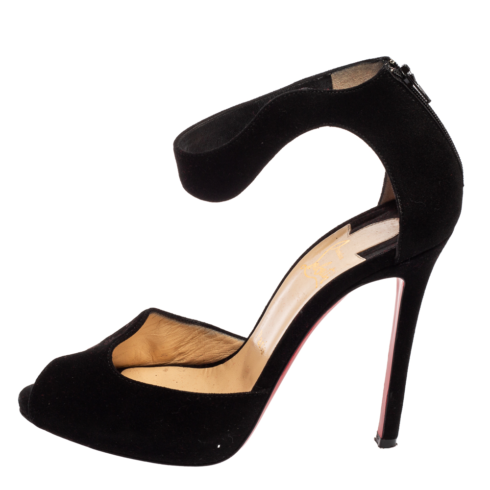 

Christian Louboutin Black Suede Ankle Strap Sandals Size