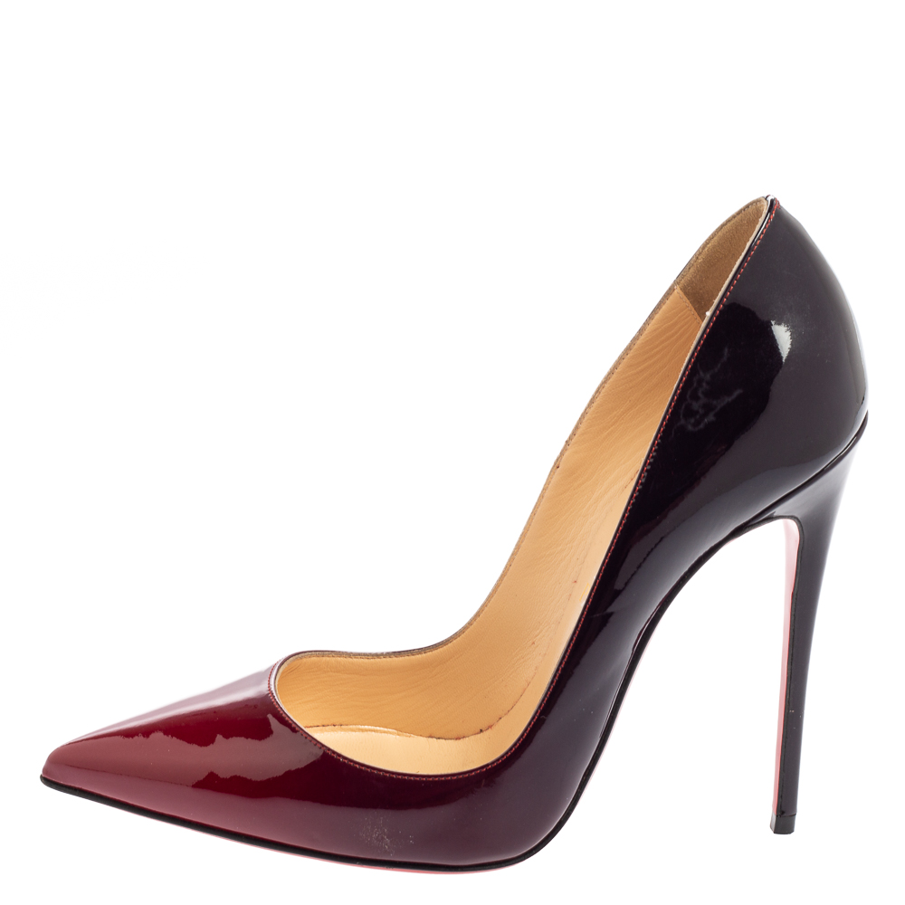 

Christian Louboutin Two-Tone Patent Leather So Kate Pumps Size, Black