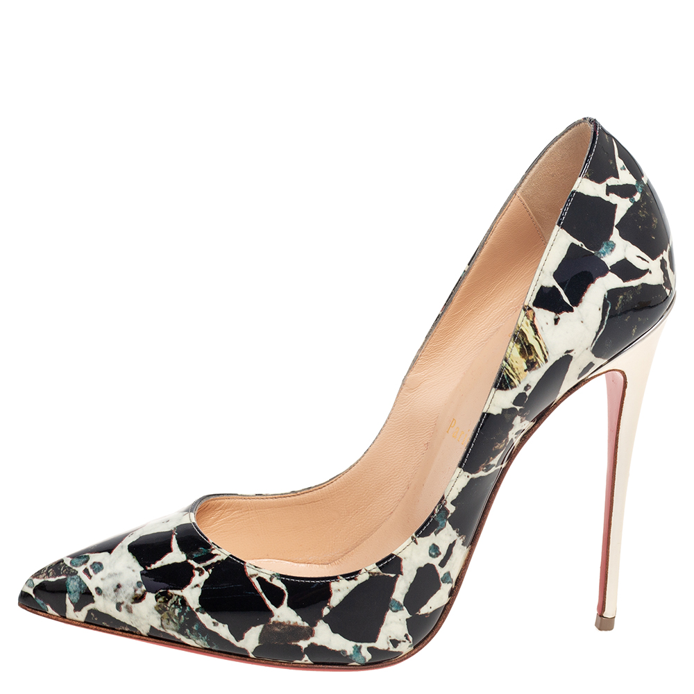 

Christian Louboutin Tri Color Printed Patent Leather So Kate Pumps Size, Black