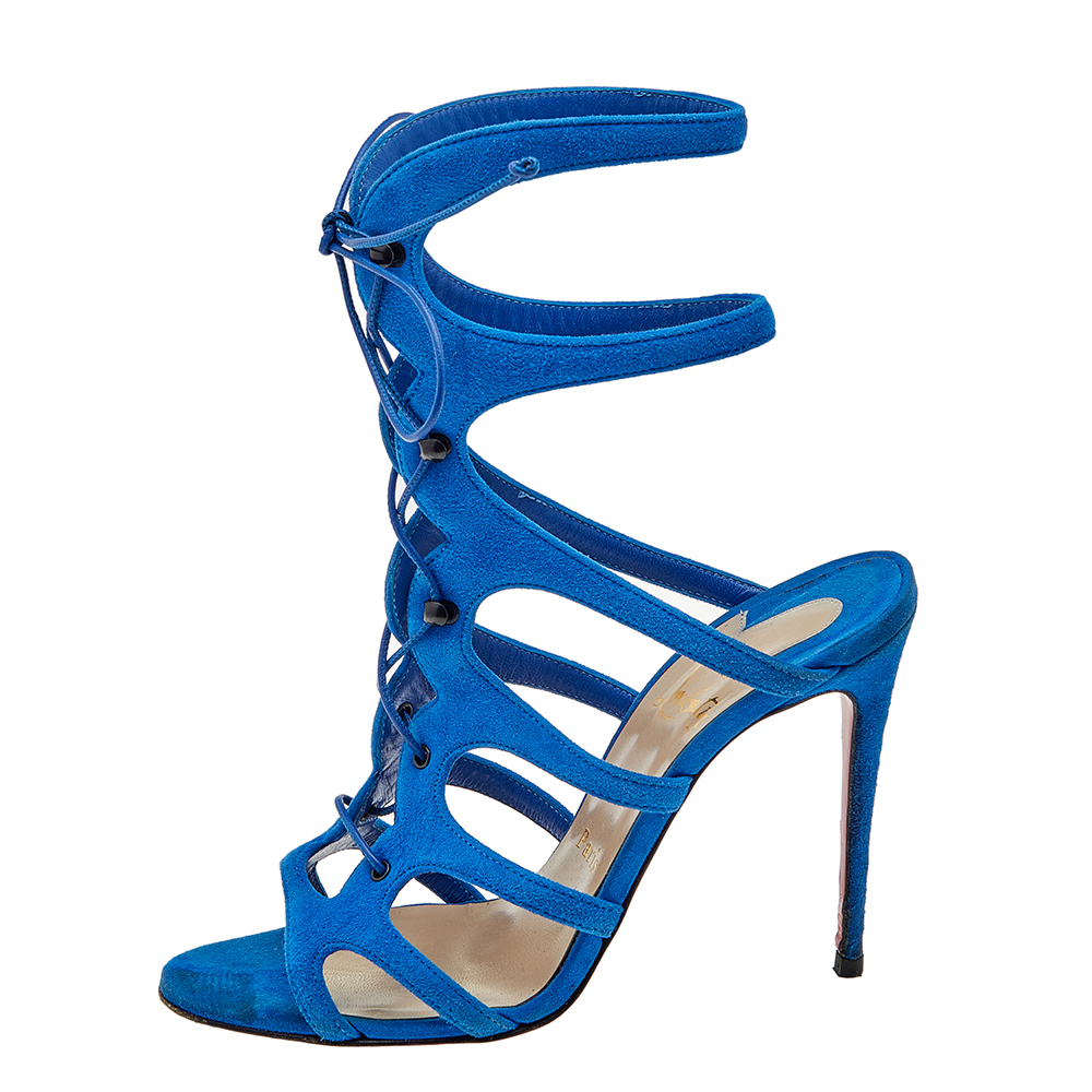 

Christian Louboutin Blue Suede Amazoulo Gladiator Sandals Size