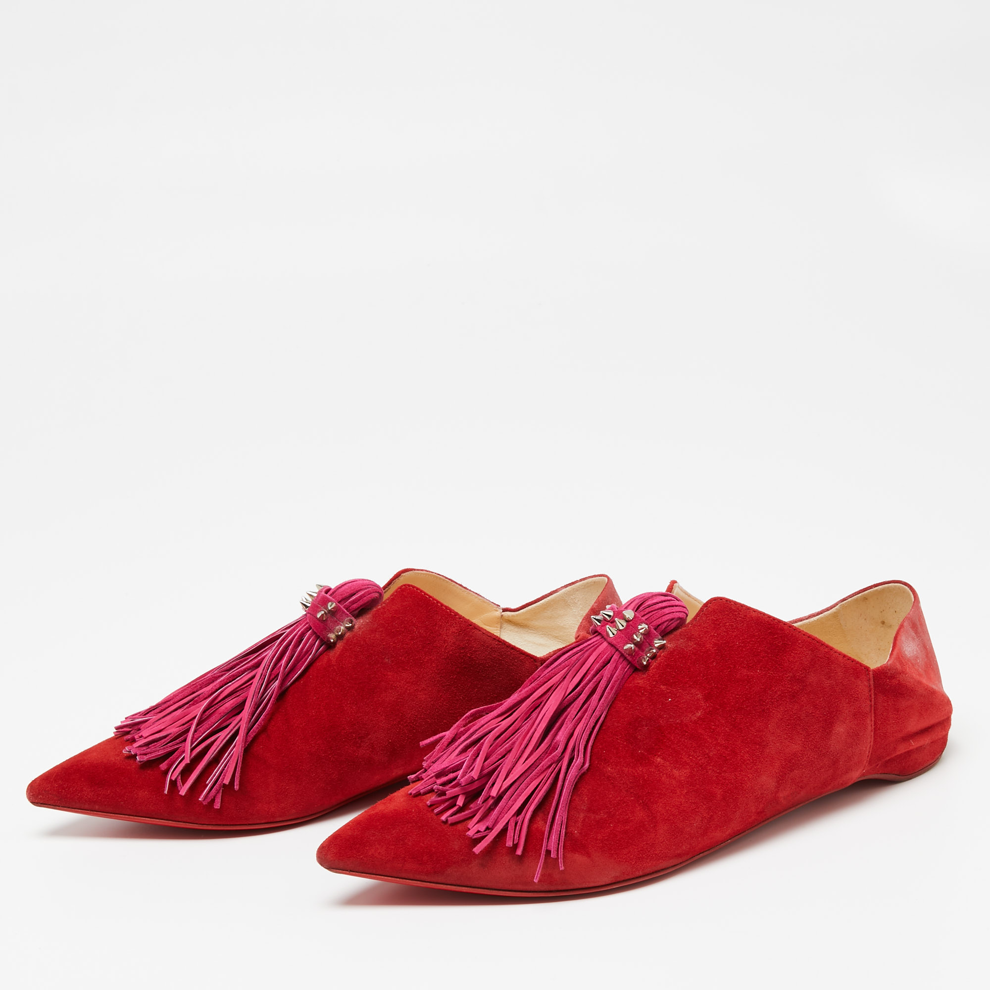 

Christian Louboutin Red Suede Medinana Flats Size