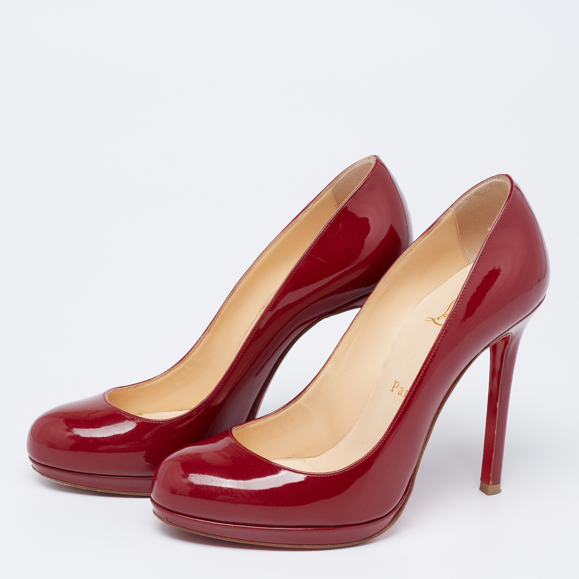 

Christian Louboutin Burgundy Patent Leather New Simple Pumps Size