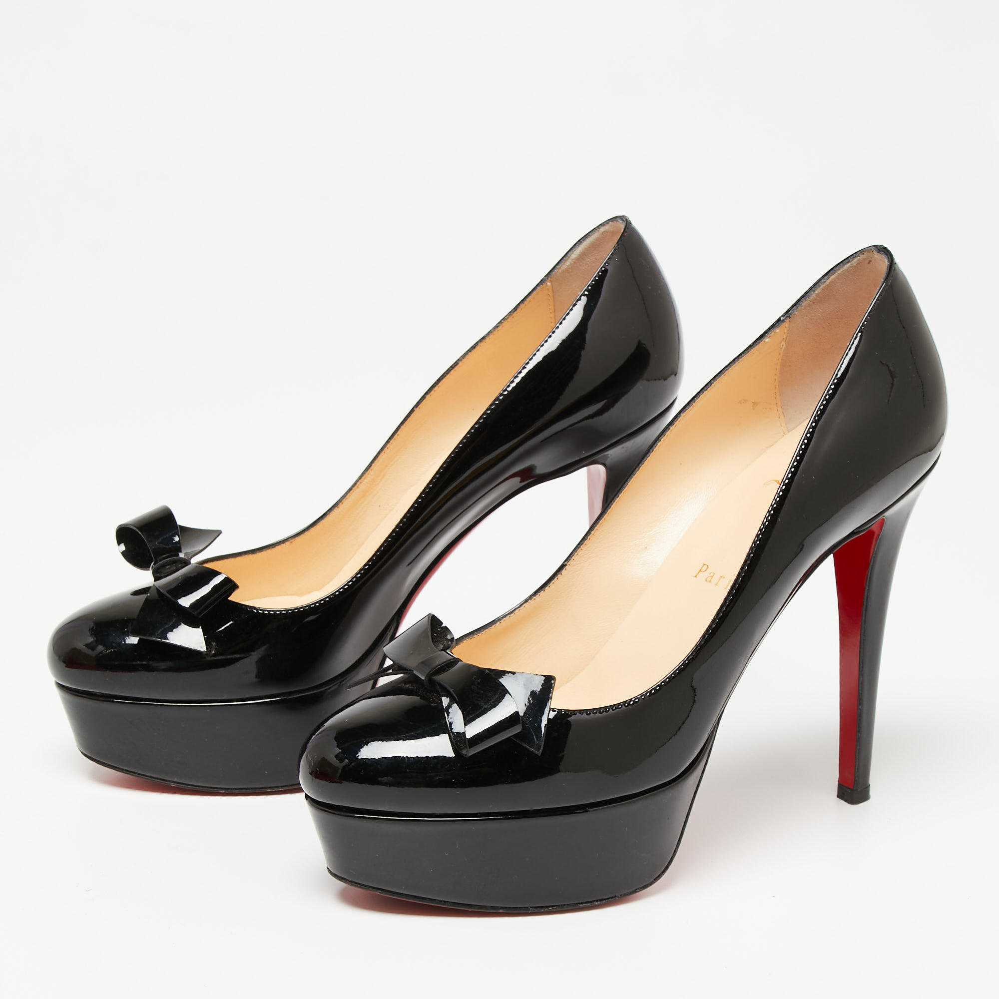 

Christian Louboutin Black Patent Leather Floripump Platform Pumps Size