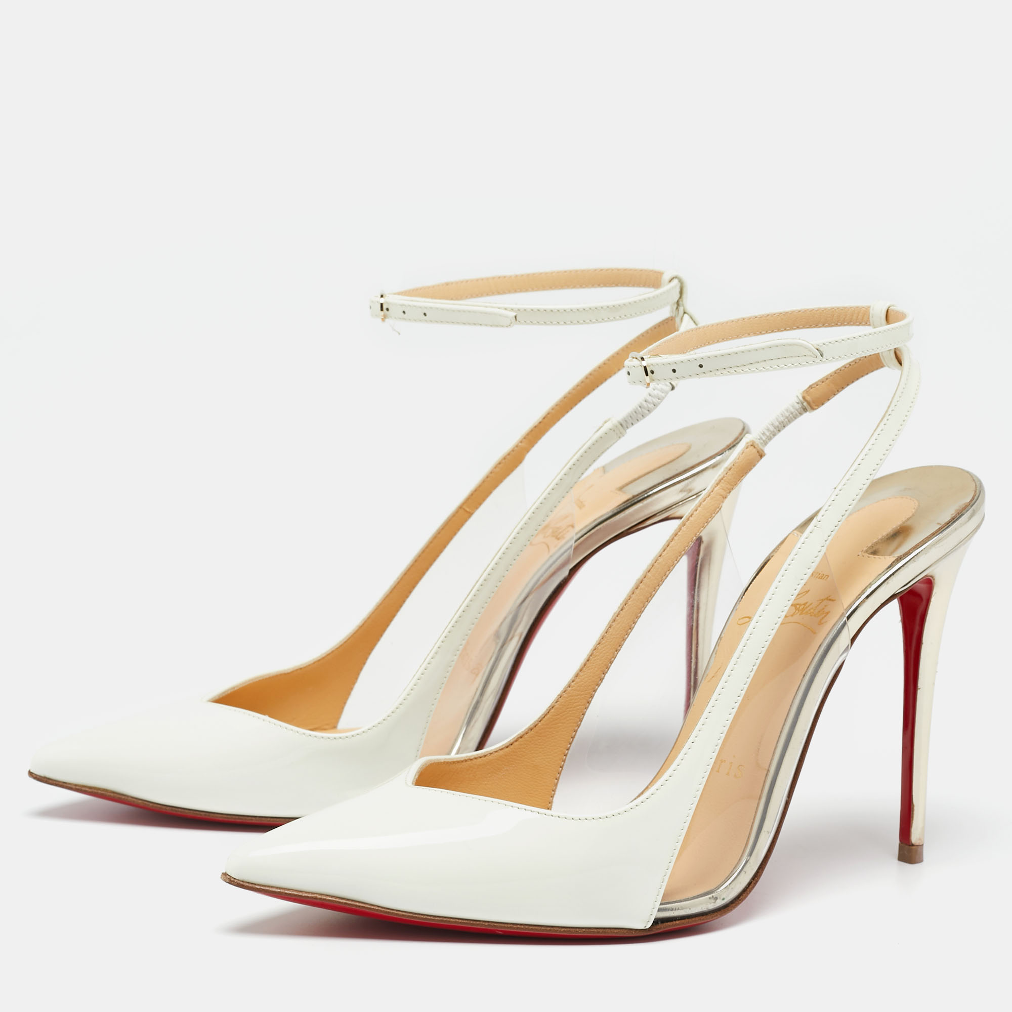 

Christian Louboutin White Patent Leather and PVC Optichoc Pumps Size