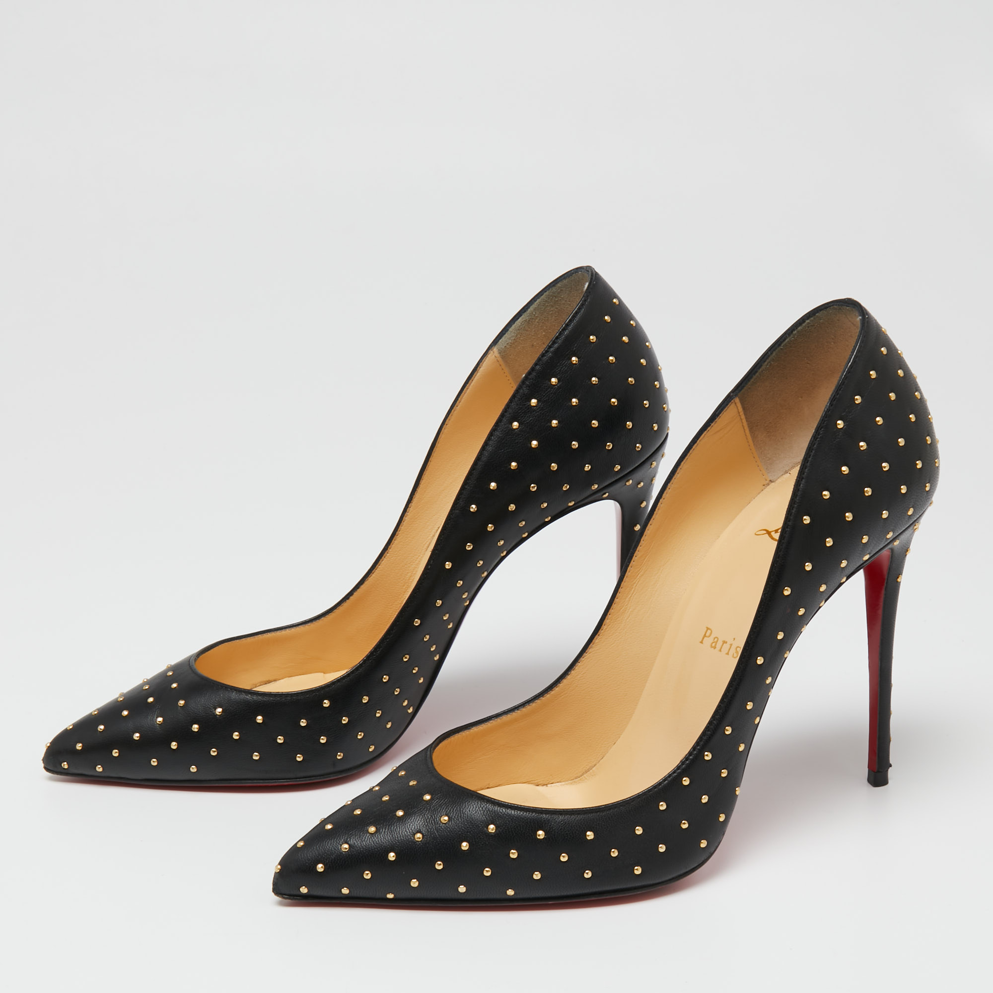 

Christian Louboutin Black Leather Pigalle Follies Plume Pumps Size