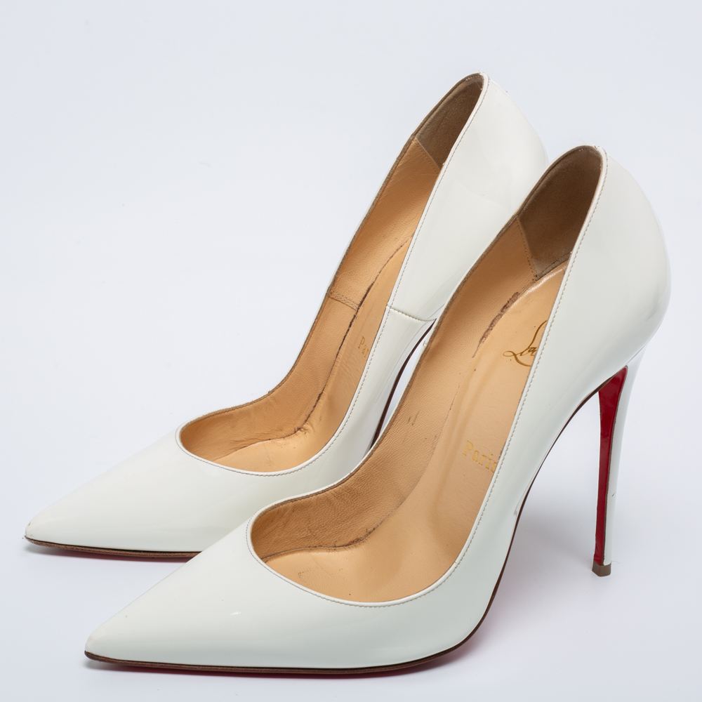 

Christian Louboutin White Patent Leather So Kate Pumps Size