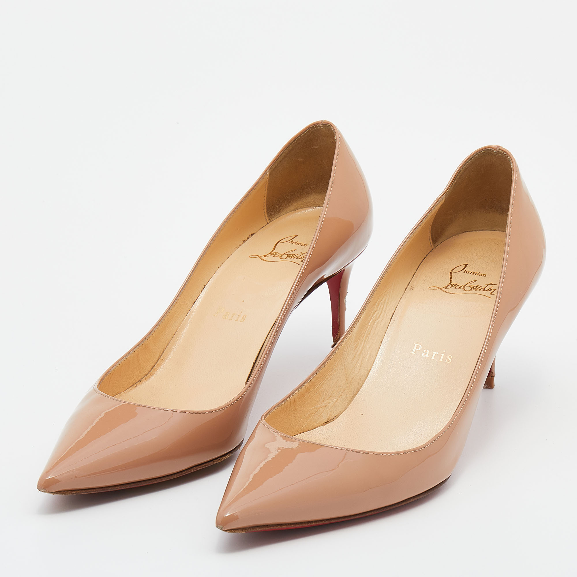 

Christian Louboutin Beige Patent Leather Pigalle Pointed Toe Pumps Size