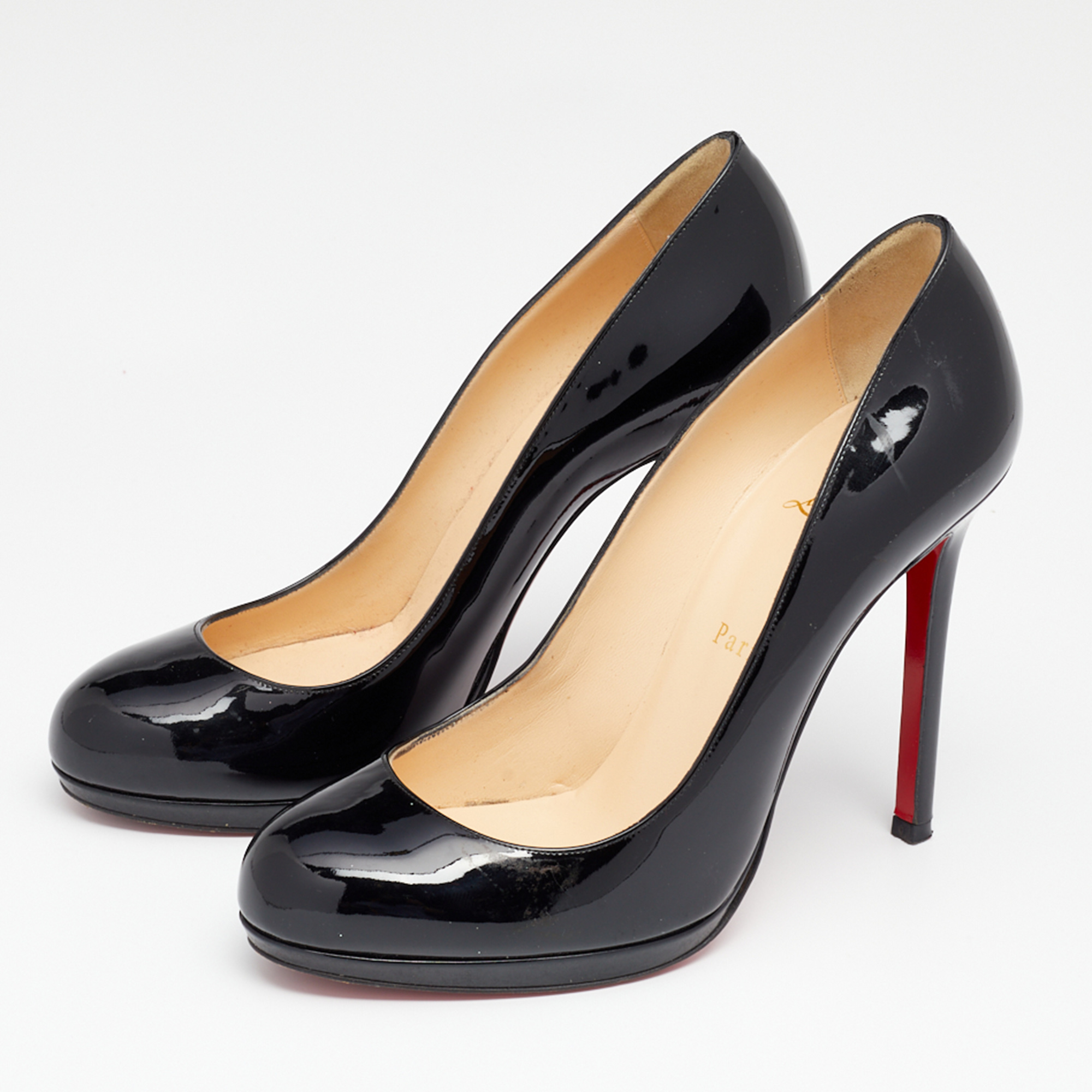 

Christian Louboutin Black Patent Leather New Simple Platform Pumps Size