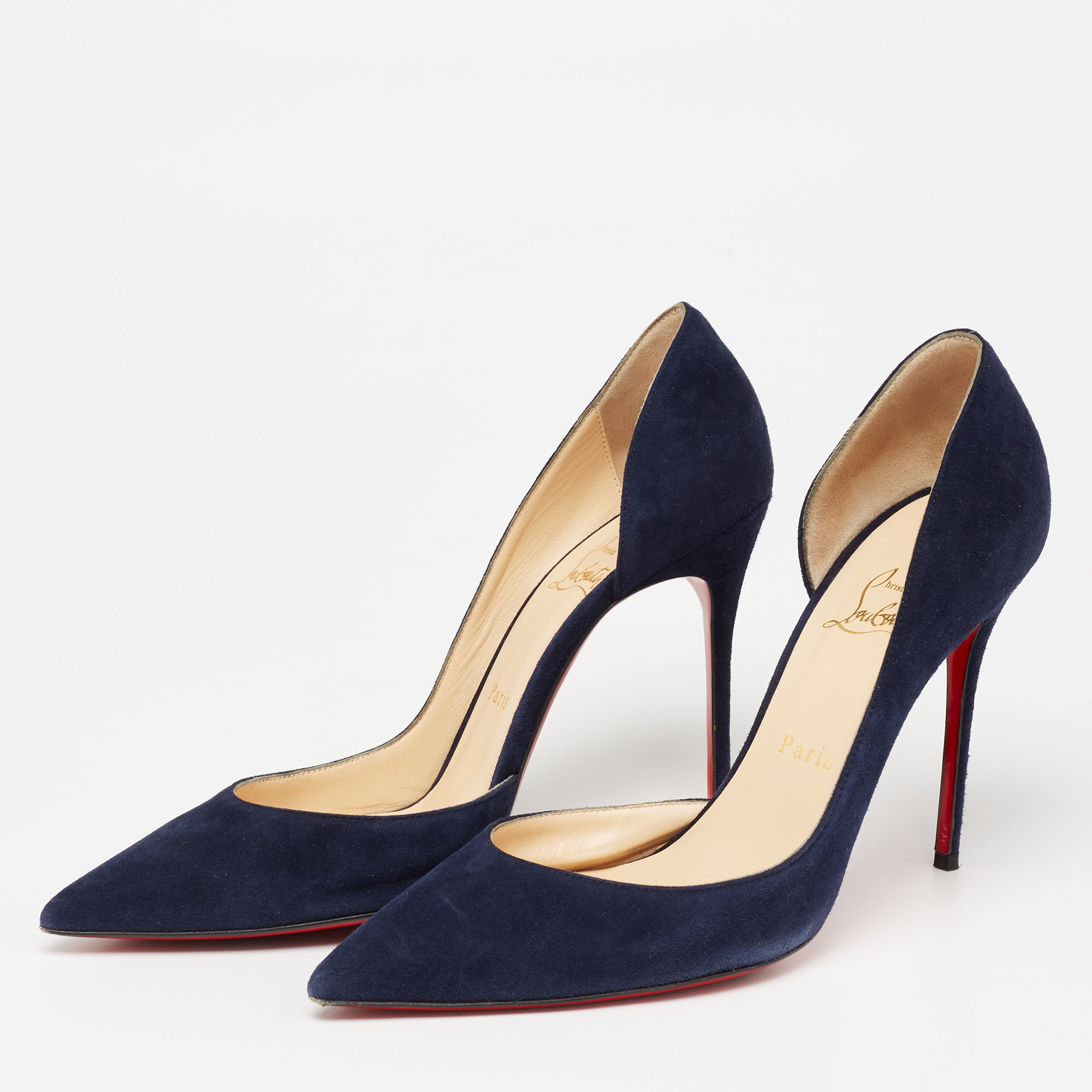 

Christian Louboutin Navy Blue Suede Iriza Pumps Size