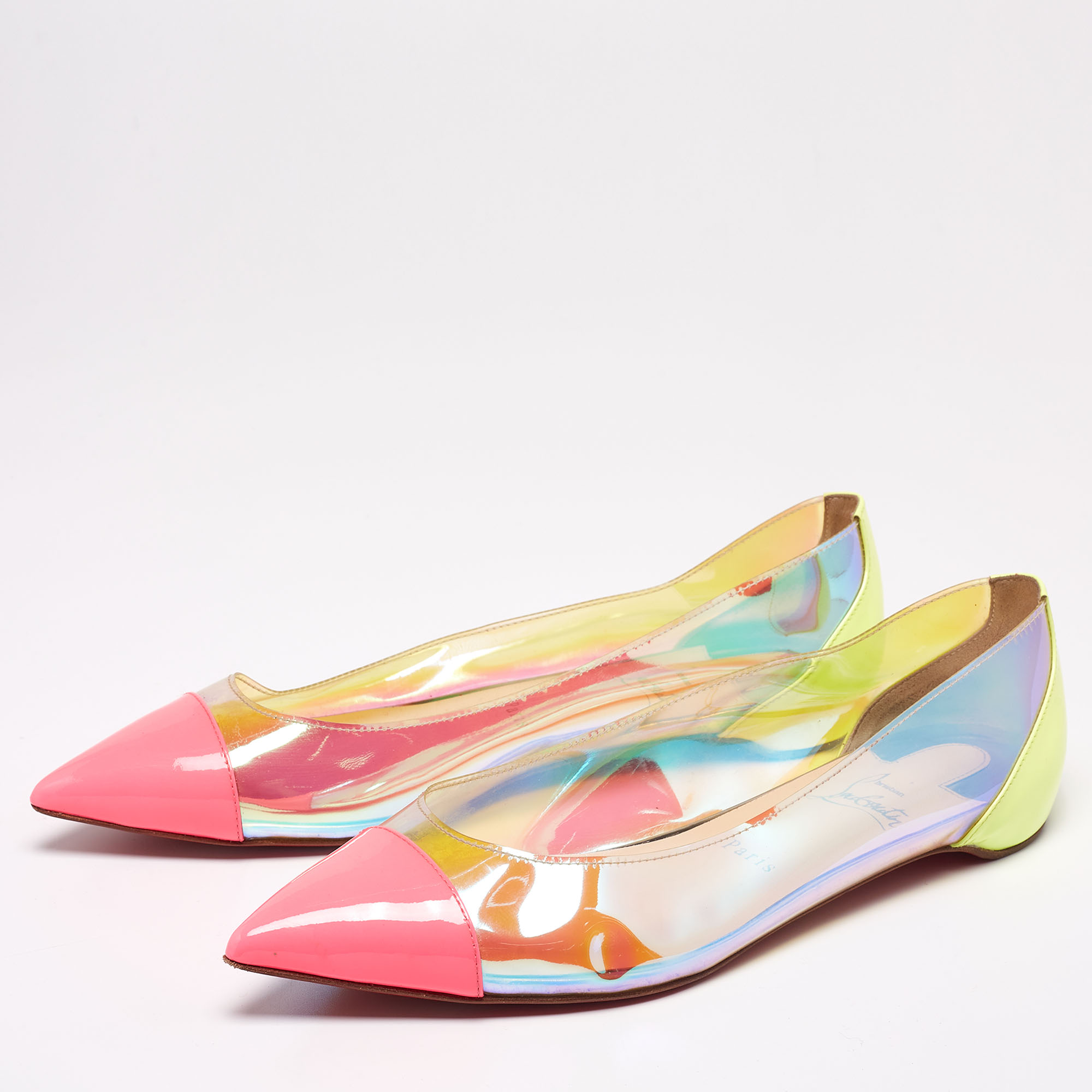 

Christian Louboutin Multicolor Patent Leather and PVC Riviera Ballet Flats Size