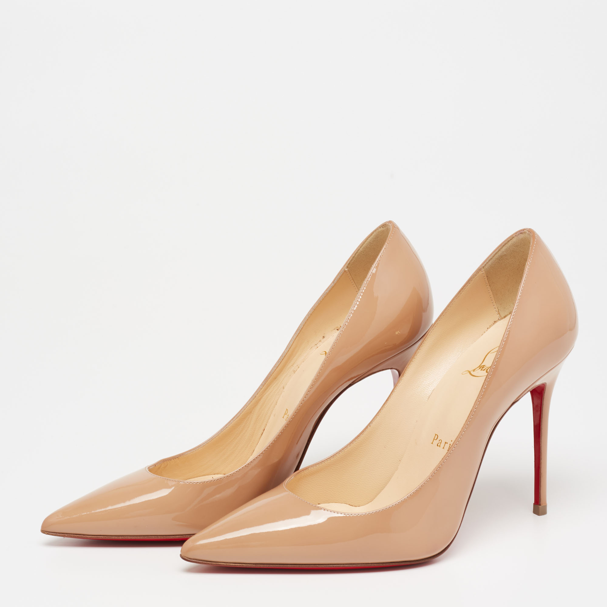 

Christian Louboutin Beige Patent Leather Kate Pumps Size
