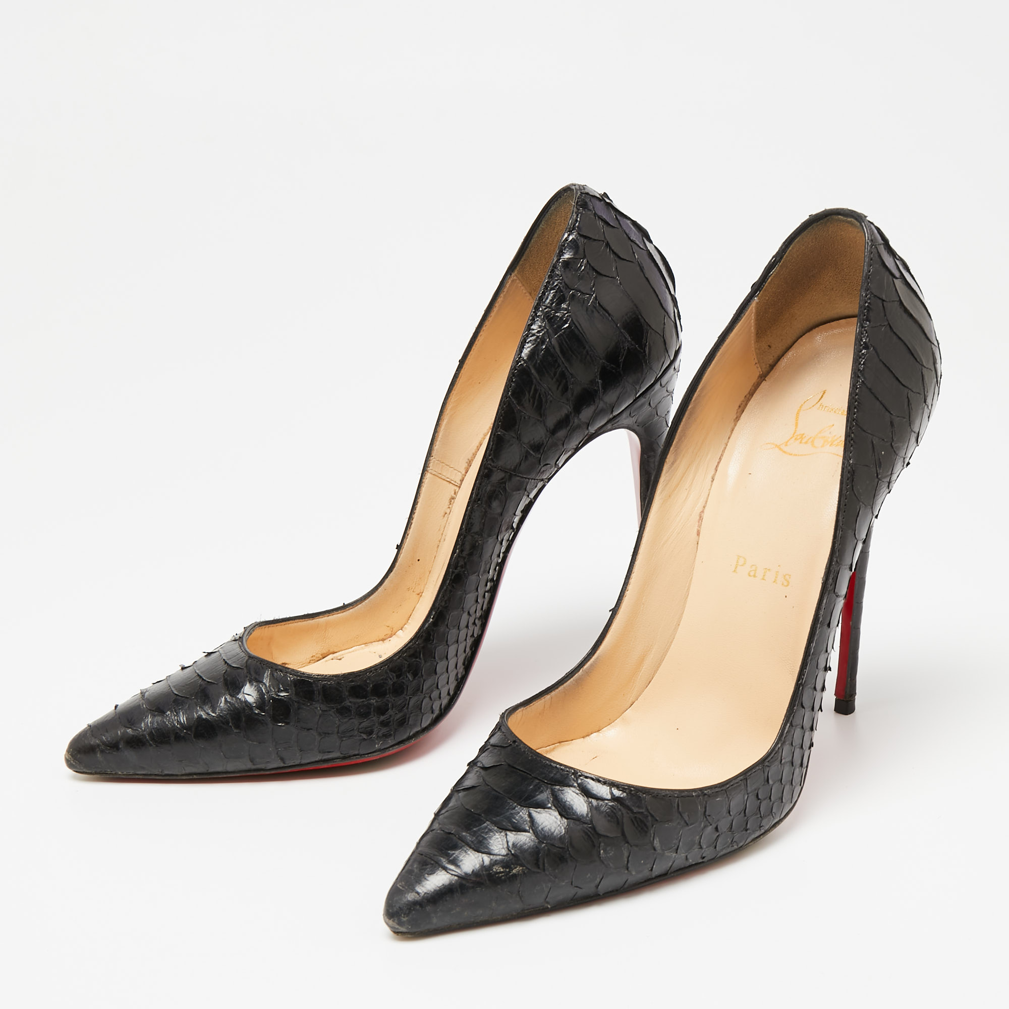 

Christian Louboutin Black Python Leather So Kate Pumps Size