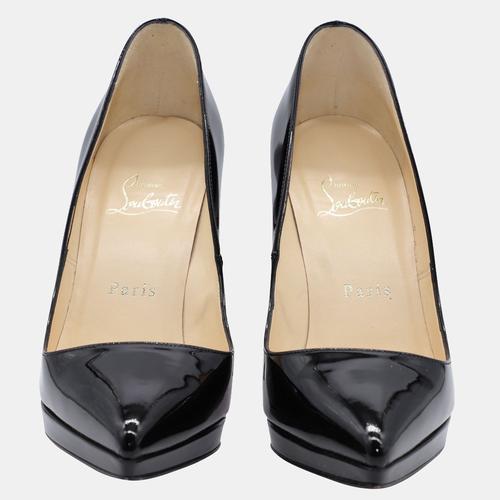 

Christian Louboutin Black Patent Leather Pigalle Plato 120 Pumps Size EU