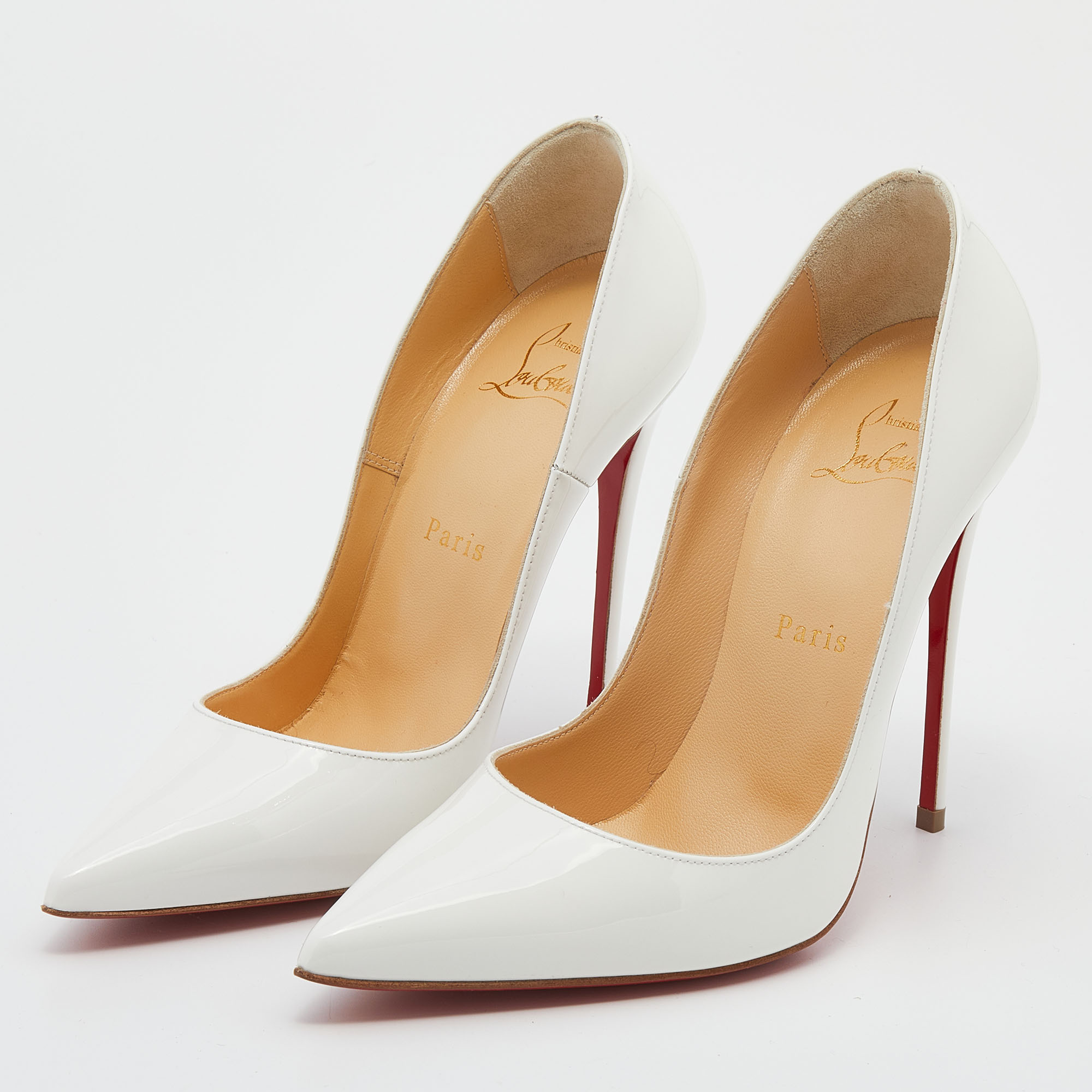 

Christian Louboutin White Patent Leather So Kate Pointed Toe Pumps Size