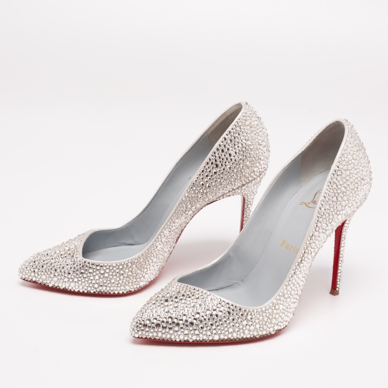 

Christian Louboutin Silver Leather Strass Degrade Corneille Pumps Size