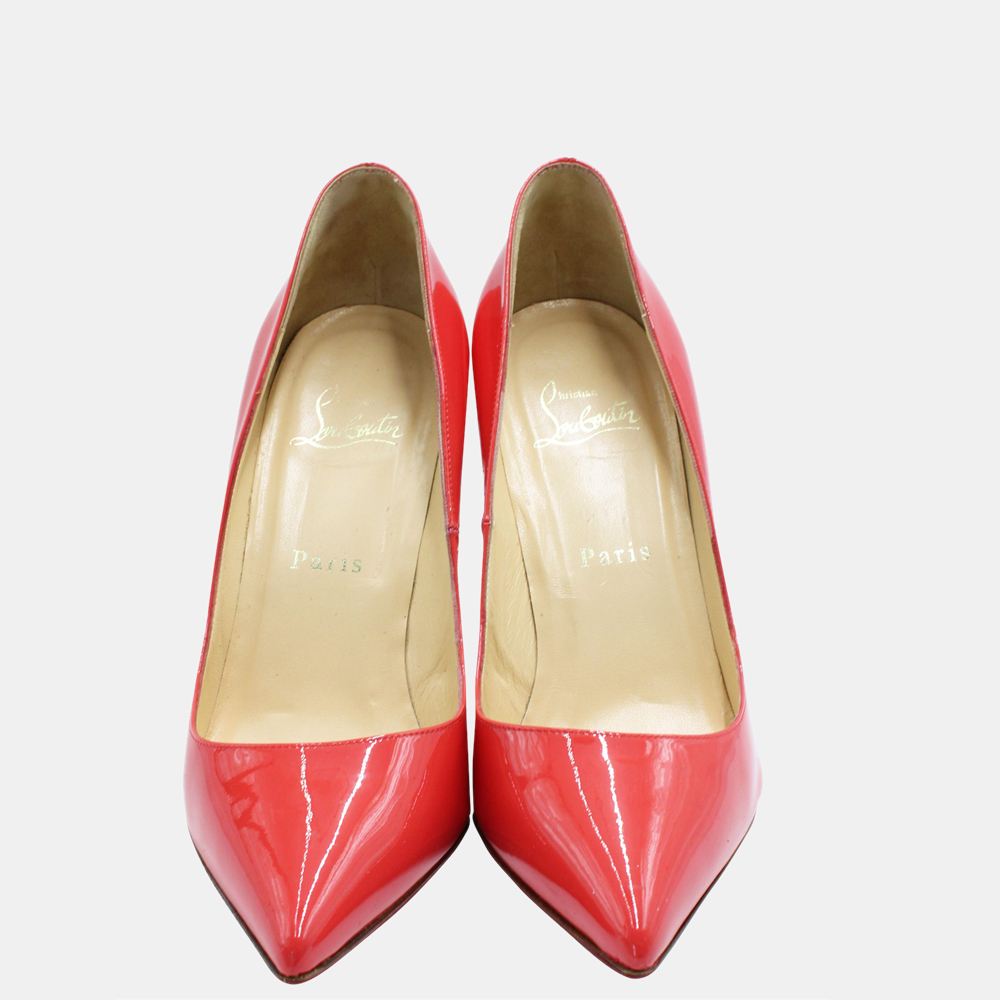 

Christian Louboutin Coral Patent Leather Classic Pointed Pumps Size EU, Red