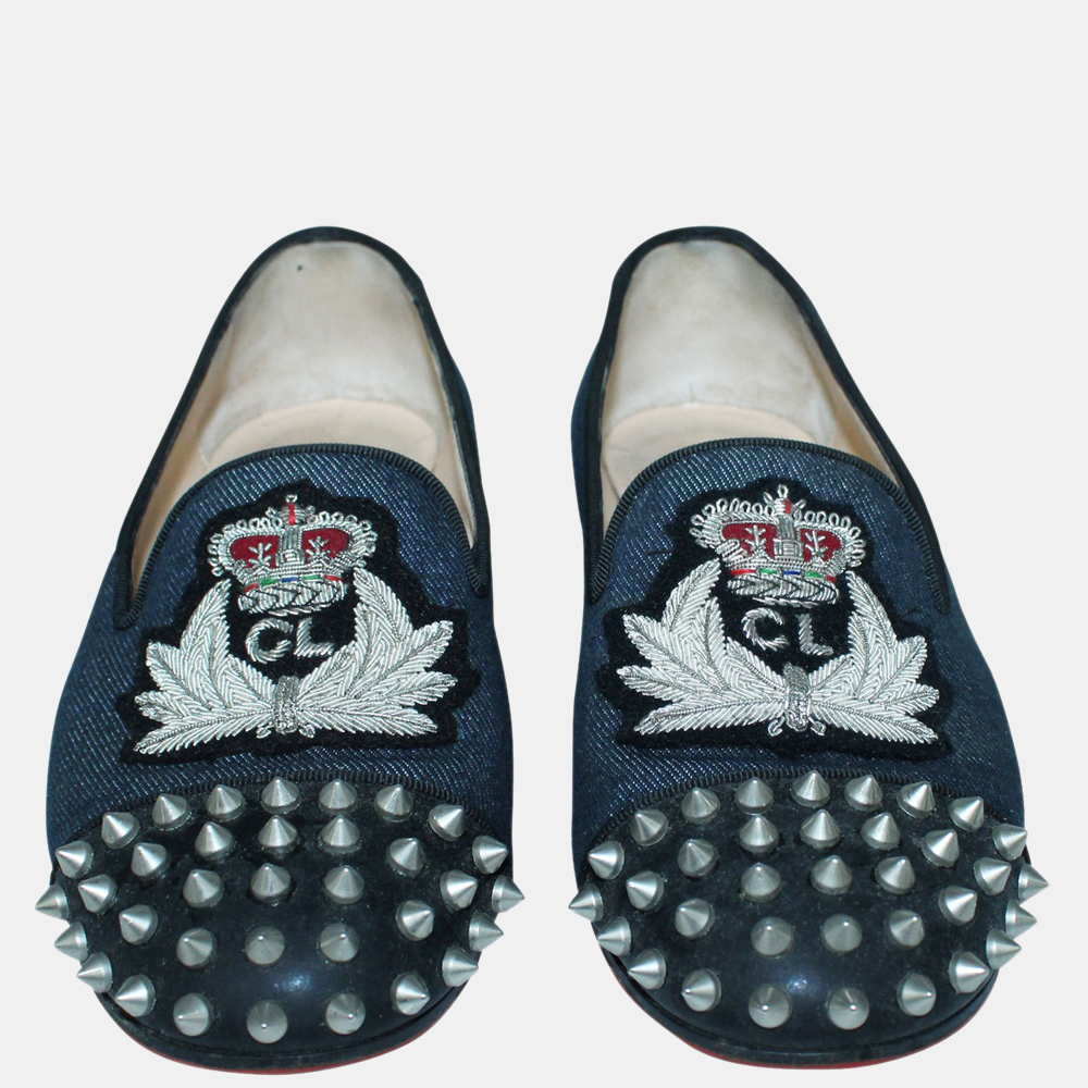 

Christian Louboutin Blue Denim Intern Studs Loafers Size EU