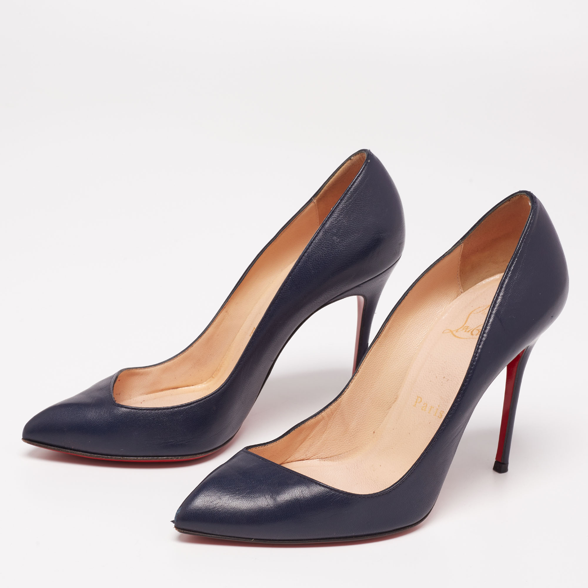 

Christian Louboutin Navy Blue Leather Corneille Pumps Size