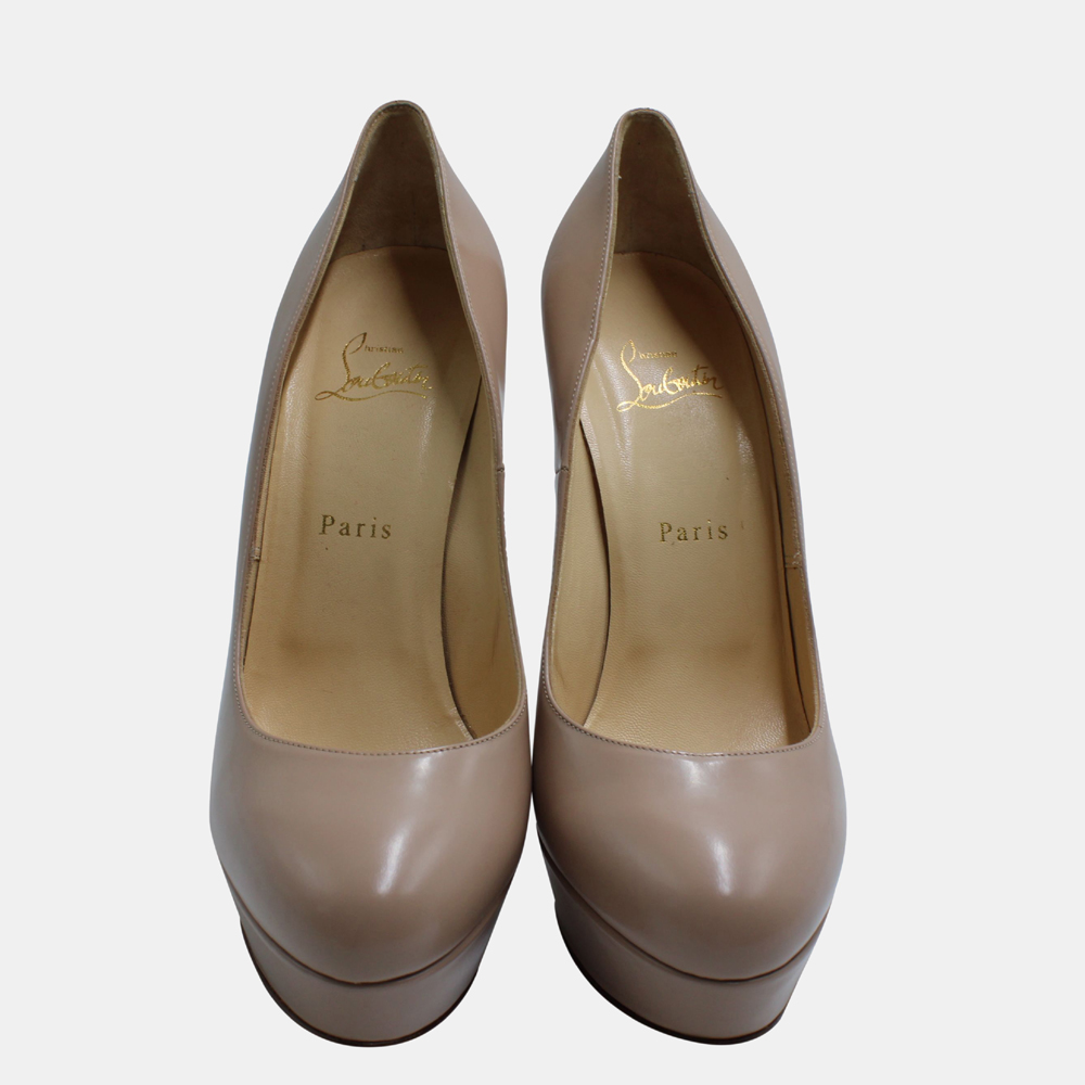 

Christian Louboutin Beige Leather Platform Pumps Size US 10 EU