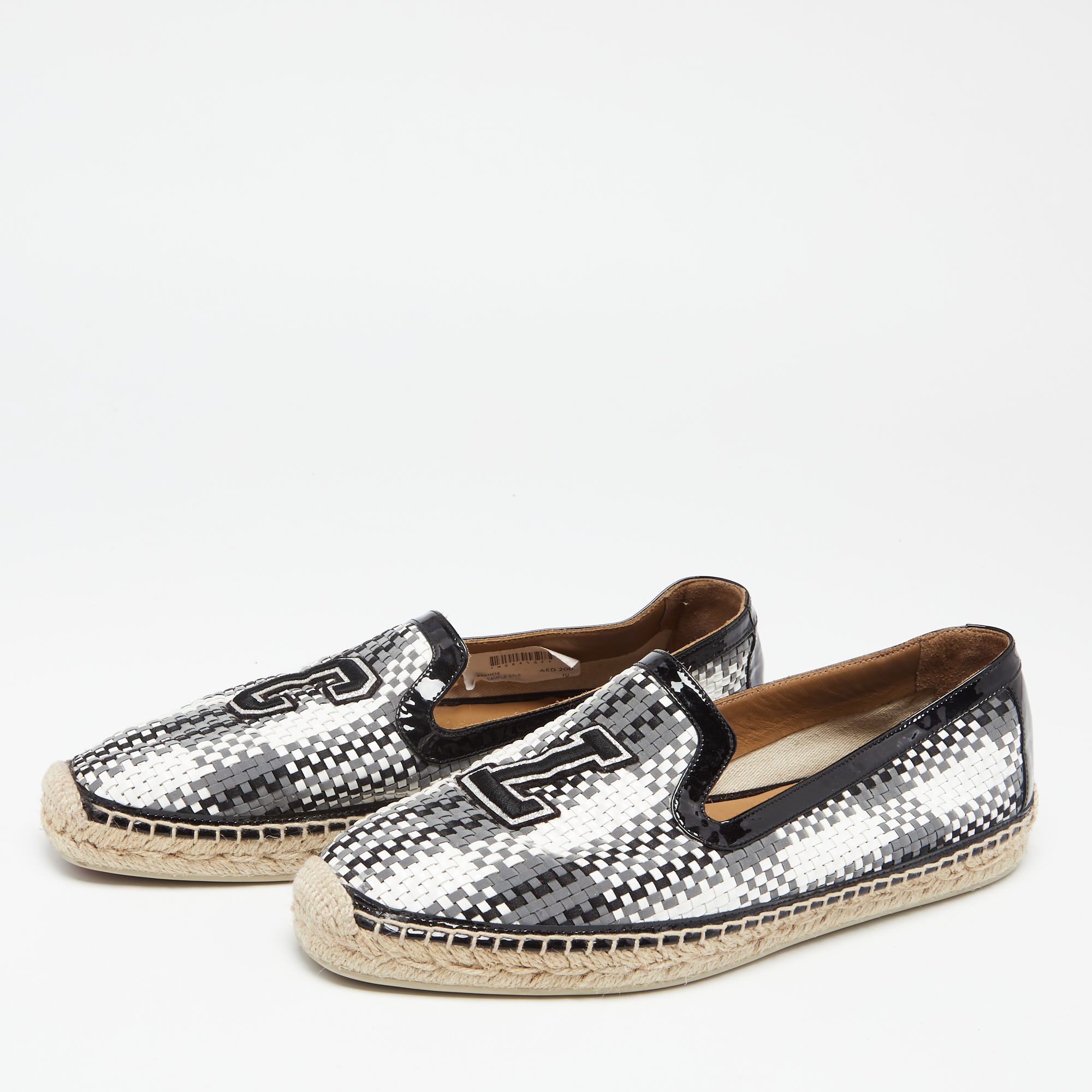 

Christian Louboutin Tricolor Woven Leather And Patent Espadrilles Loafers Size, Black