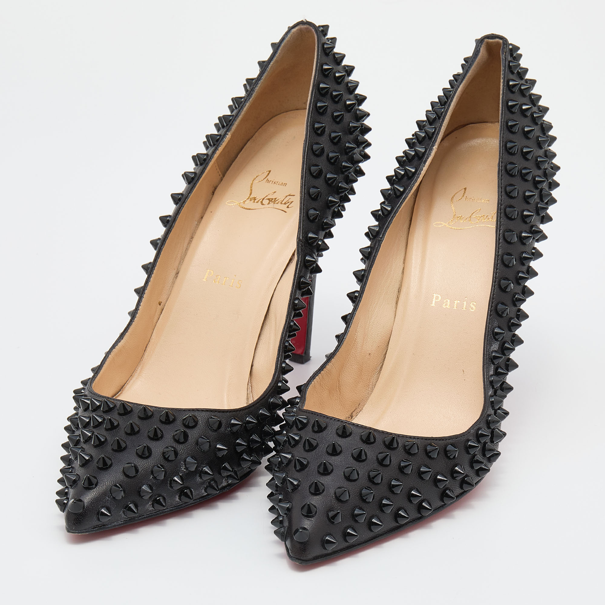 

Christian Louboutin Black Leather Pigalle Spikes Pumps Size