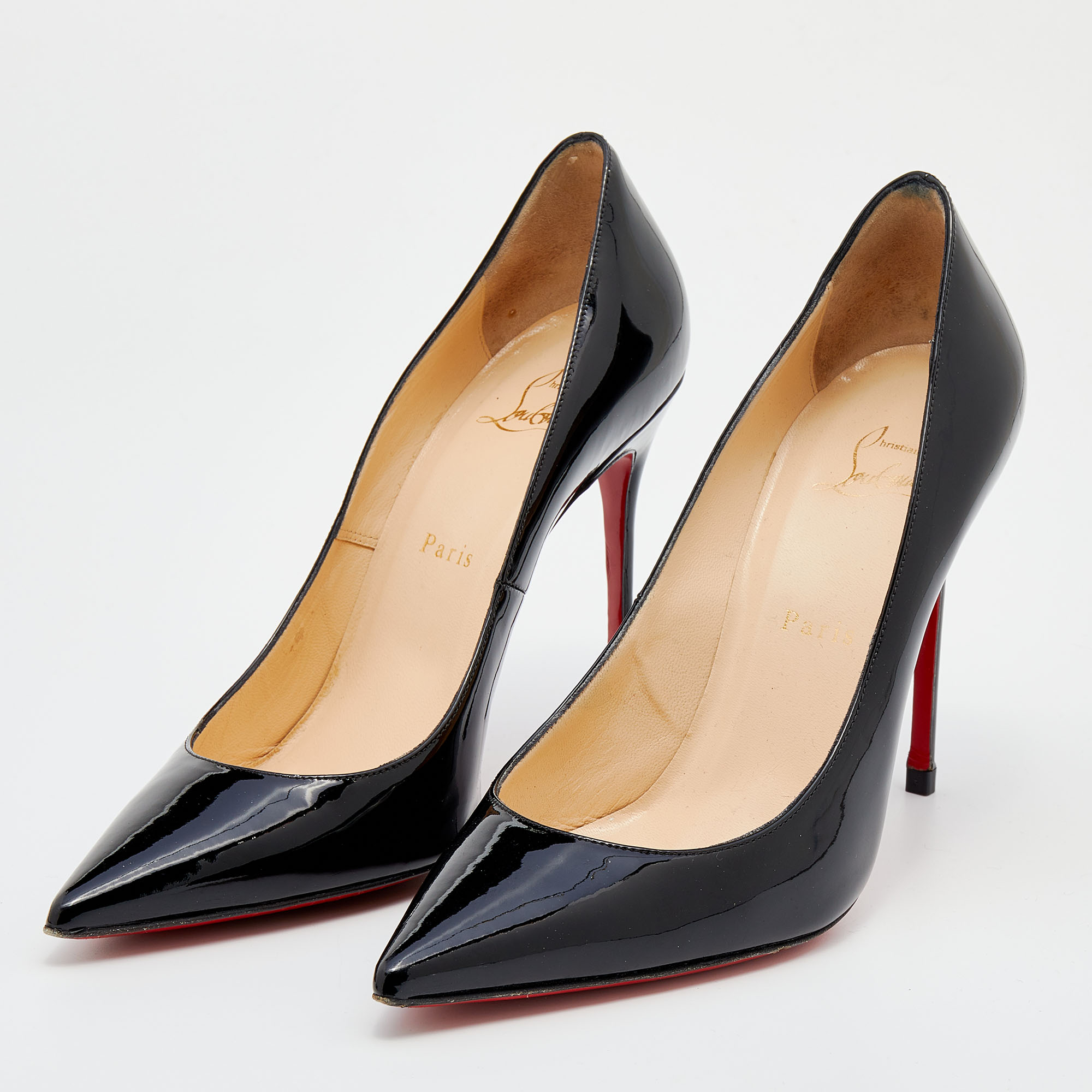 

Christian Louboutin Black Patent Leather Decollete Pointed Toe Pumps Size