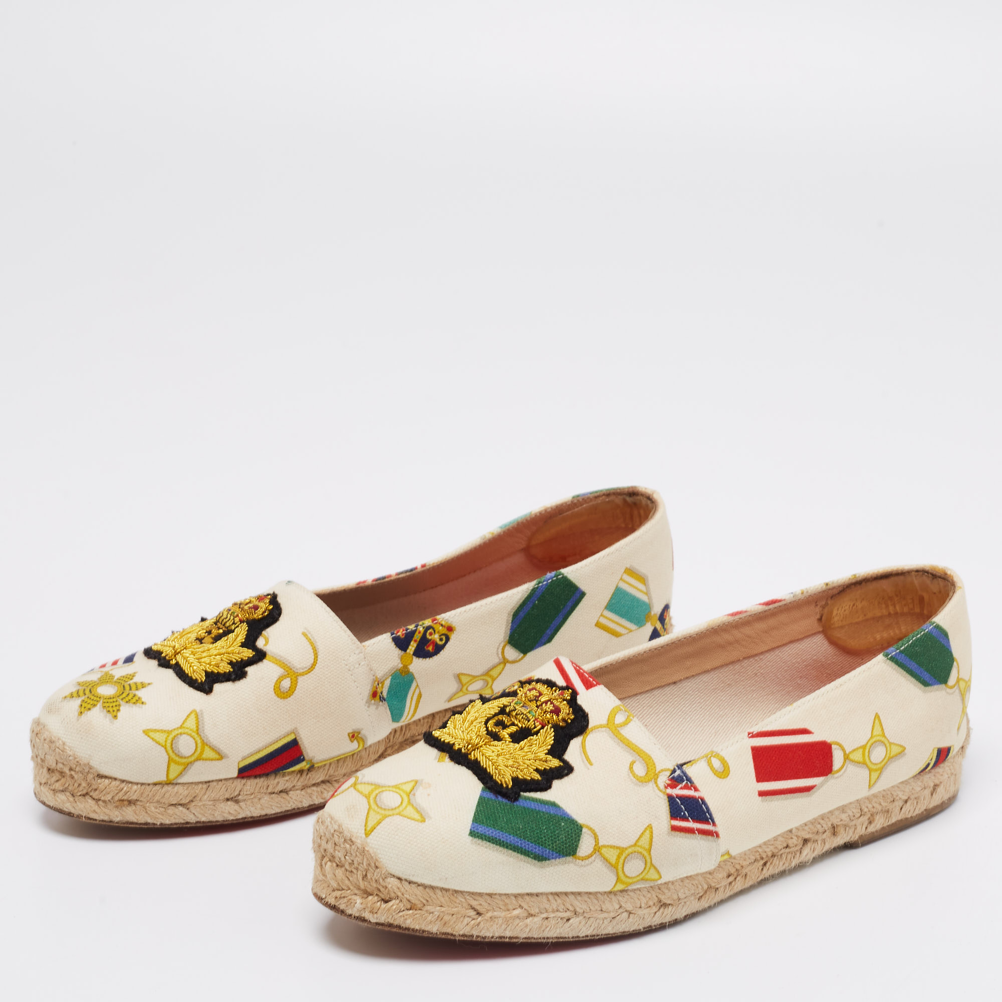 

Christian Louboutin Multicolor Printed Canvas Galia Espadrille Flats Size