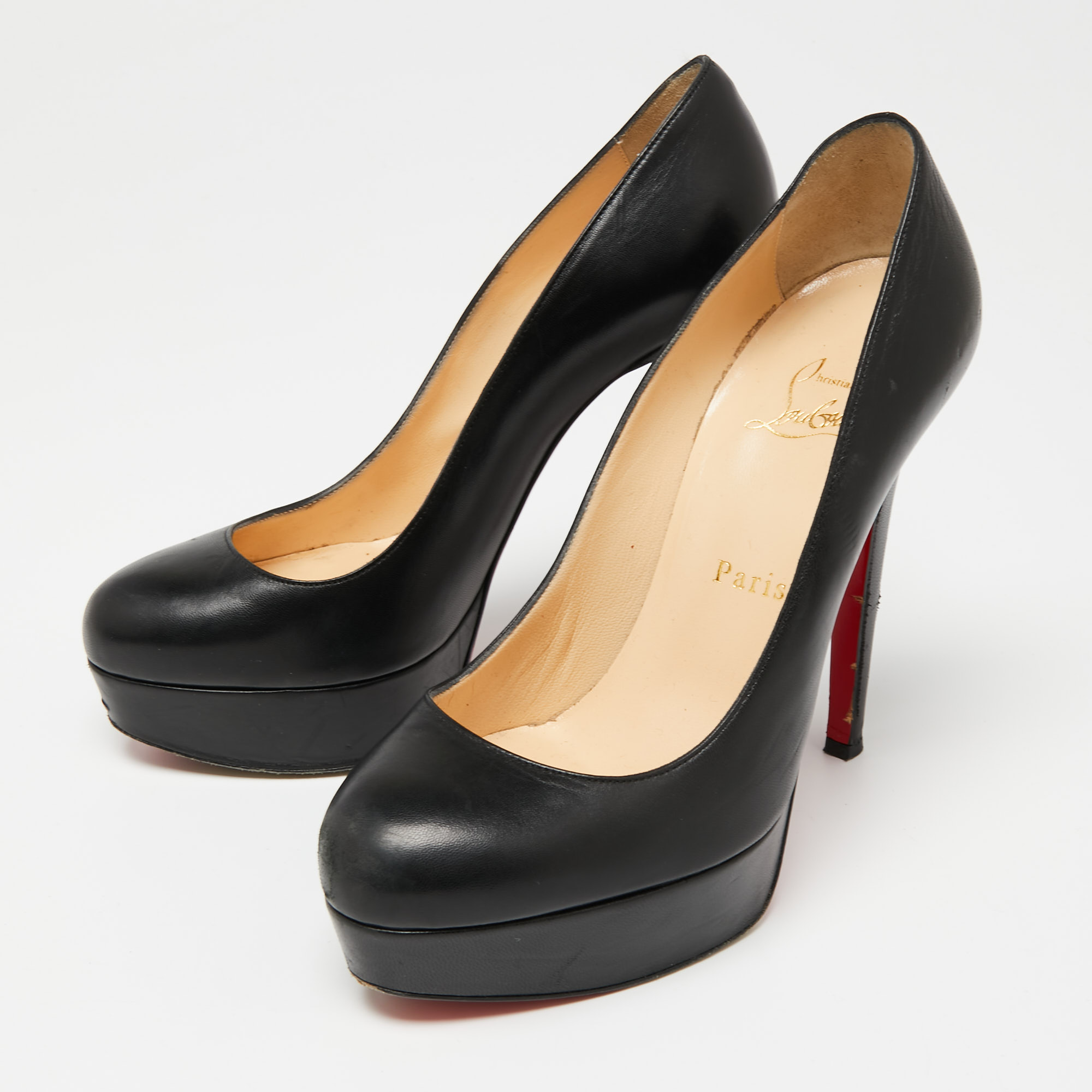 

Christian Louboutin Black Leather Bianca Platform Pumps Size