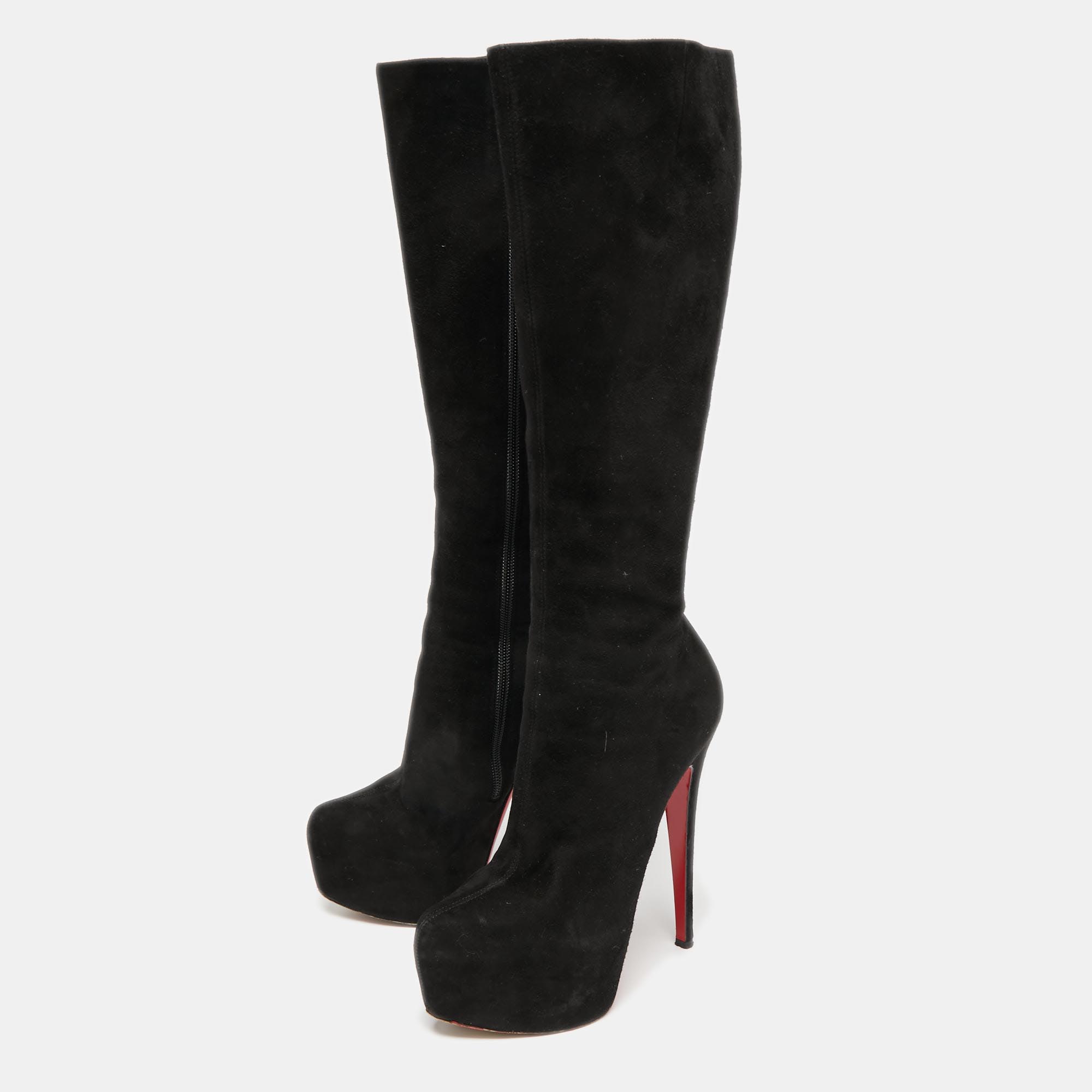 

Christian Louboutin Black Suede Botalili Knee Length Boots Size