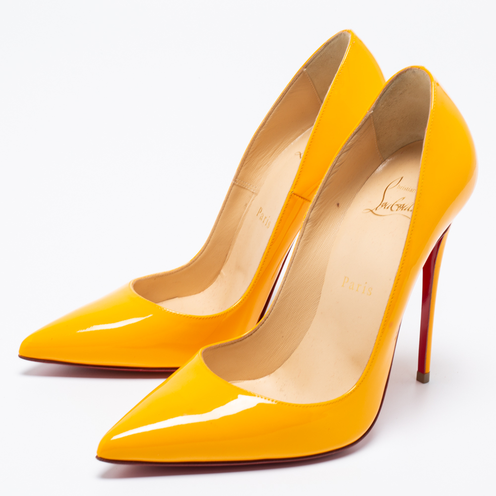 

Christian Louboutin Light Orange Patent Leather So Kate Pumps Size