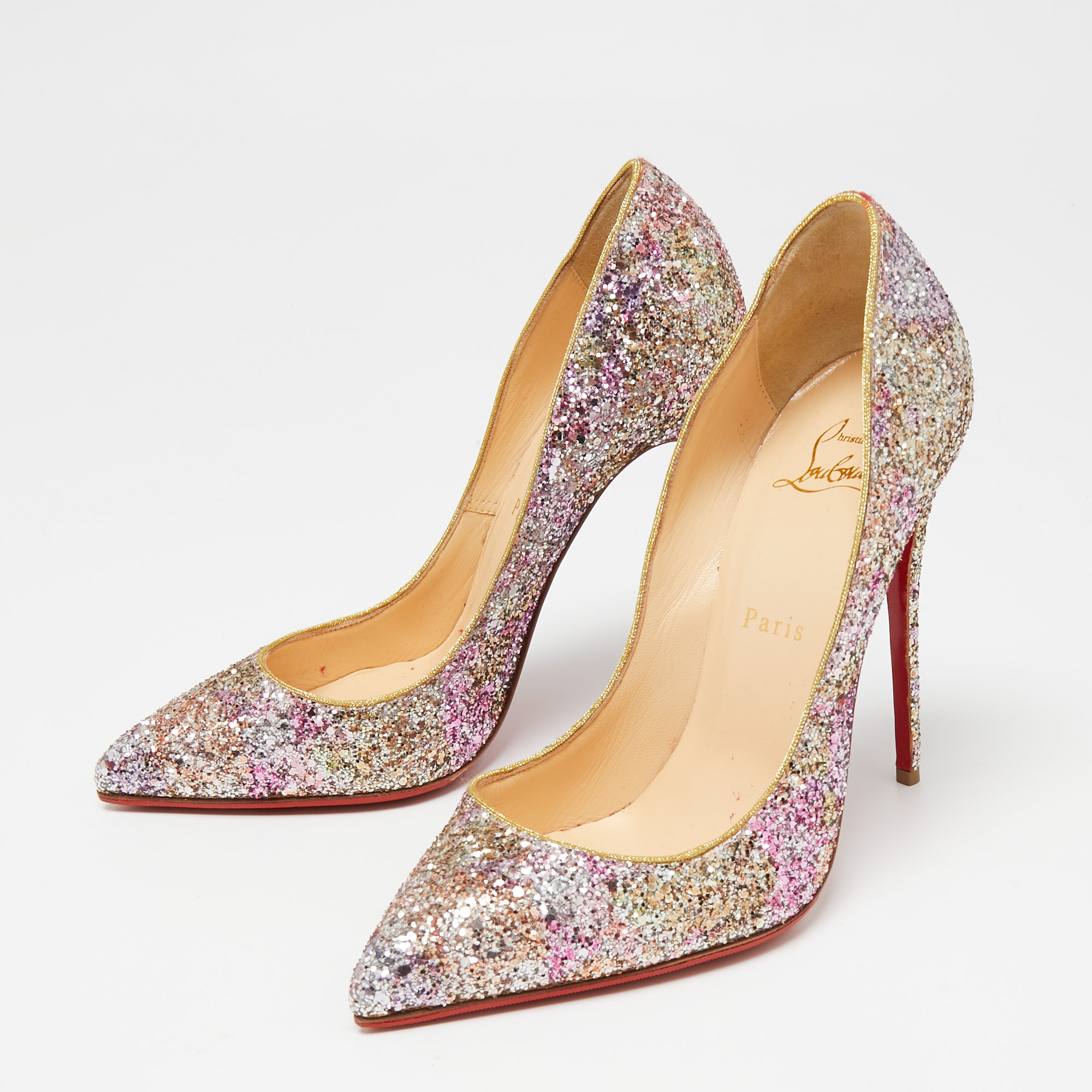 

Christian Louboutin Tri-Color Glitter So Kate Pumps Size, Pink
