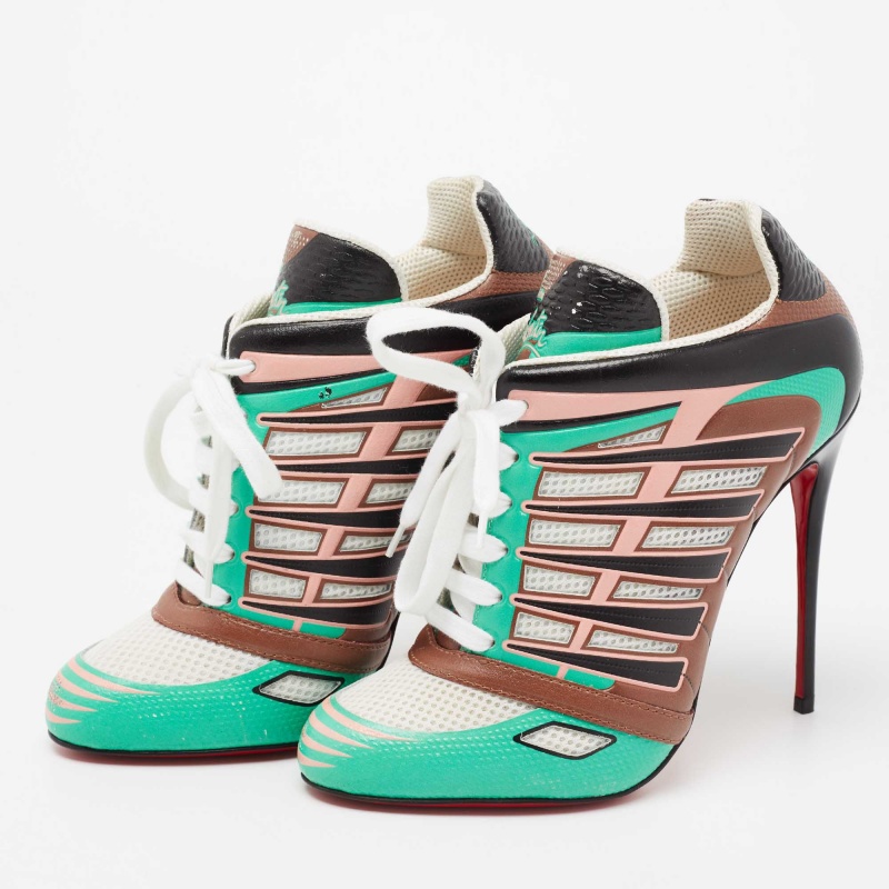 

Christian Louboutin Multicolor Leather and Mesh Boltina Fluo Sneaker Booties Size