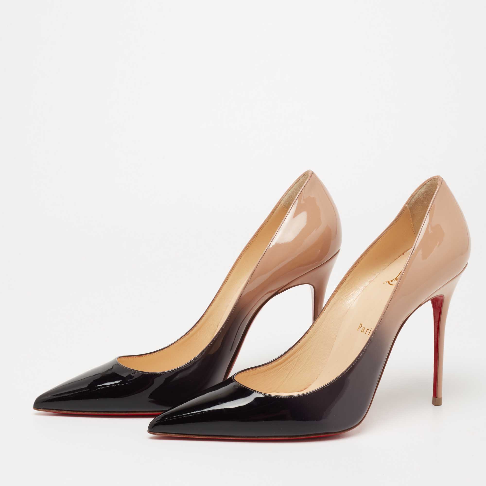 

Christian Louboutin Two-Tone Patent Leather So Kate Degrade Pumps Size, Beige