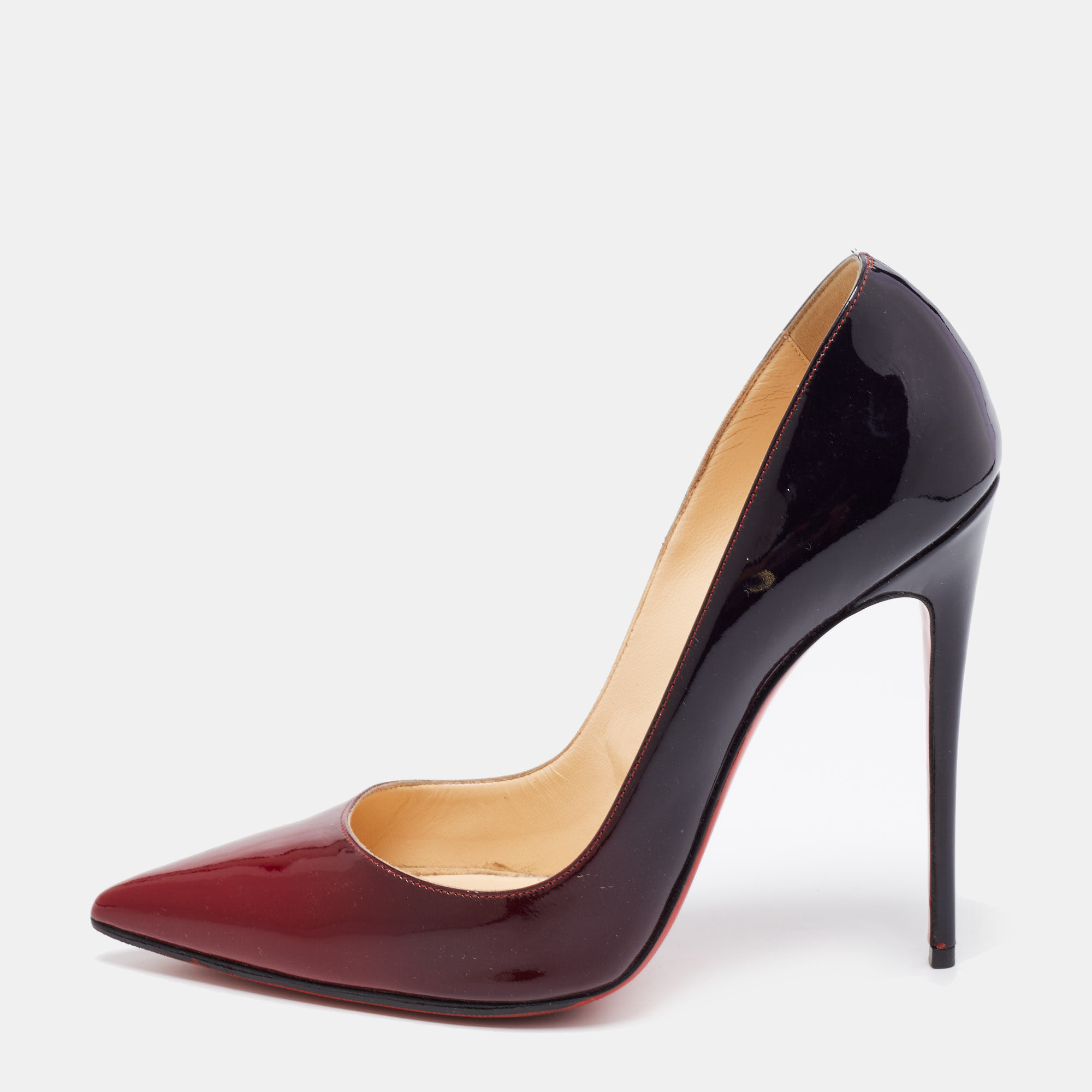Pre-owned Christian Louboutin Two-tone Patent Leather So Kate Pumps ...